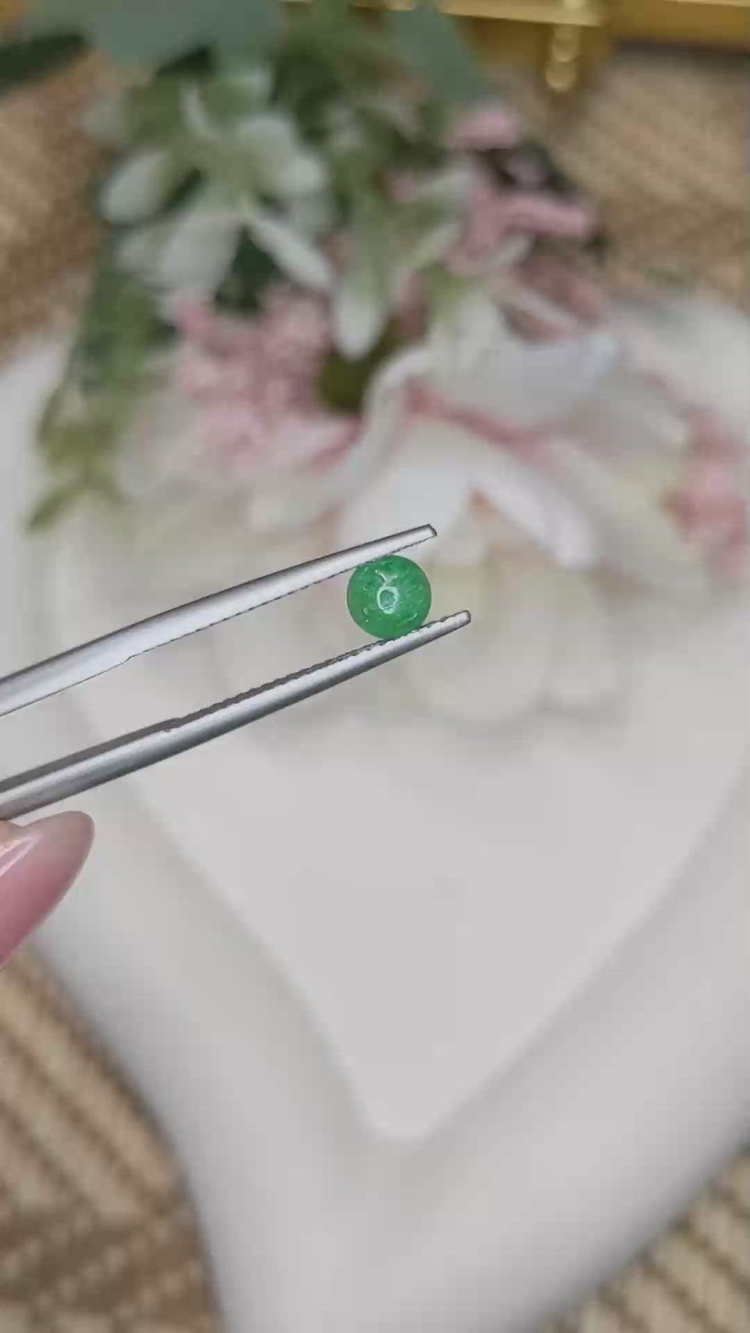0.46 Ct. Cabochon Emerald from Colombia - Muzo Size Video