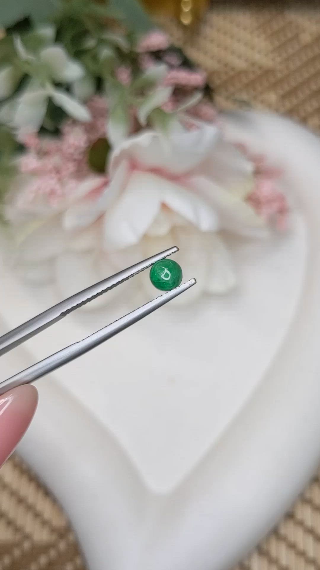 0.52 Ct. Cabochon Emerald from Colombia - Muzo Size Video