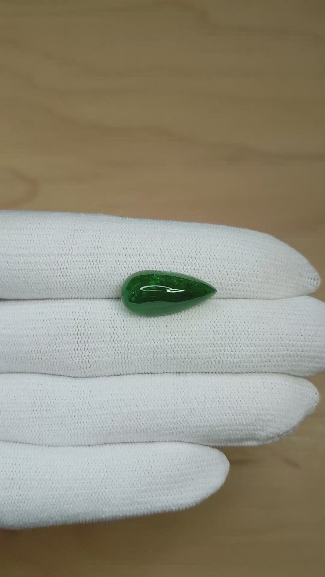 9.35 Ct. Cabochon Emerald from Colombia Size Video