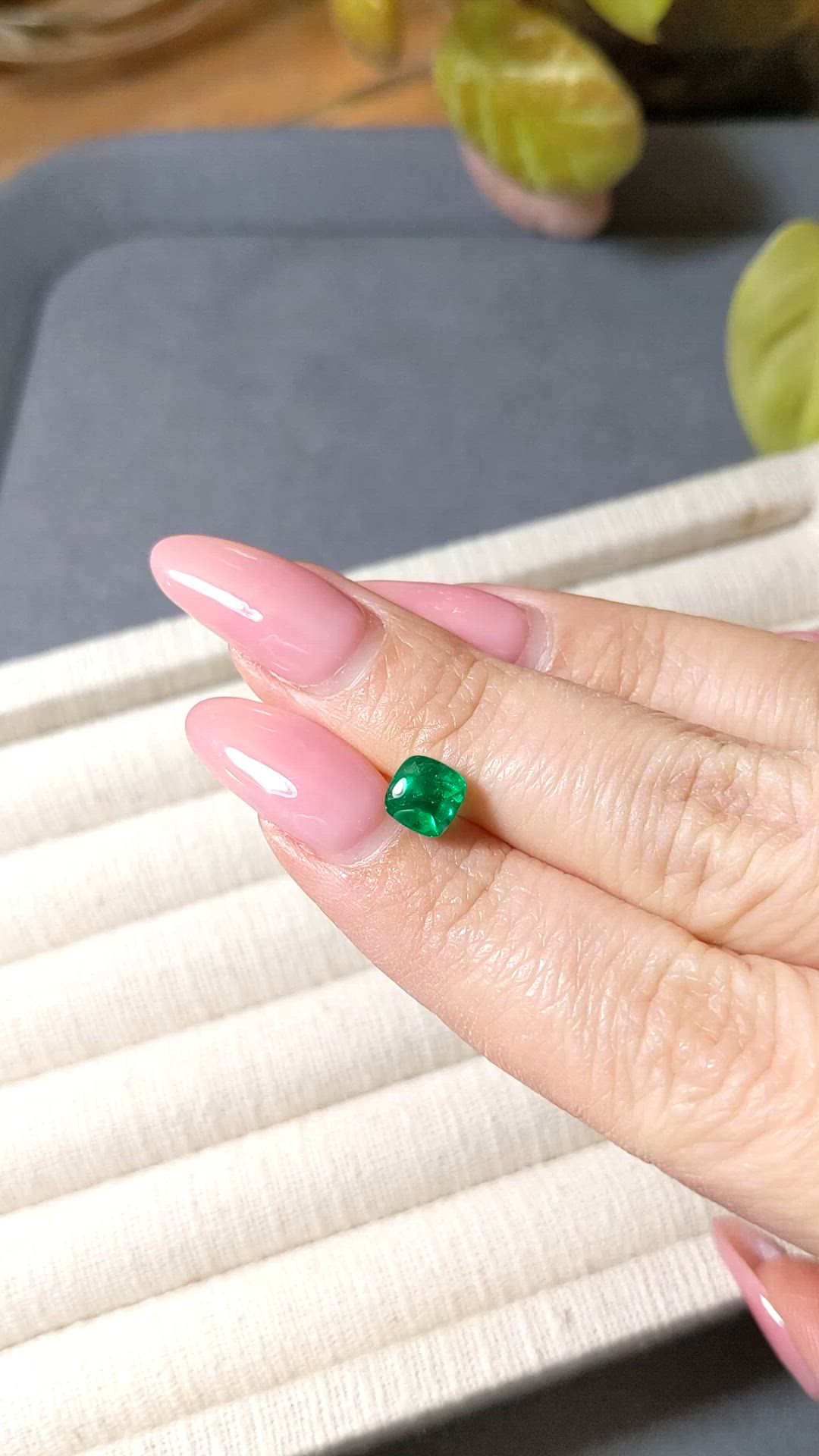 1.24 Ct. Cabochon Emerald from Afghanistan Size Video