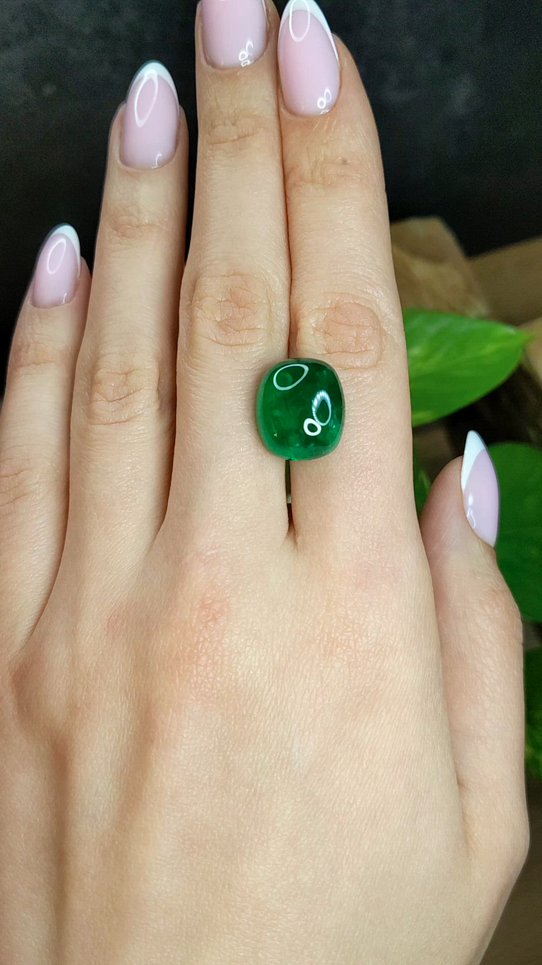 14.68 Ct. Cabochon Emerald from Zambia Size Video