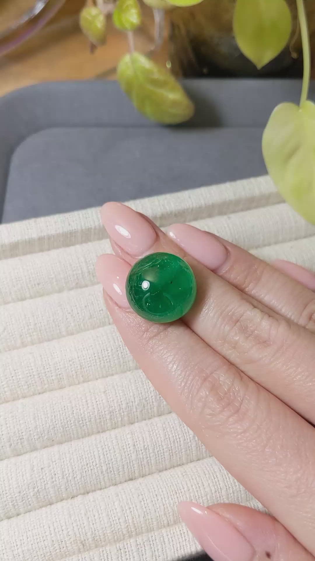 29.37 Ct. Cabochon Emerald from Zambia Size Video