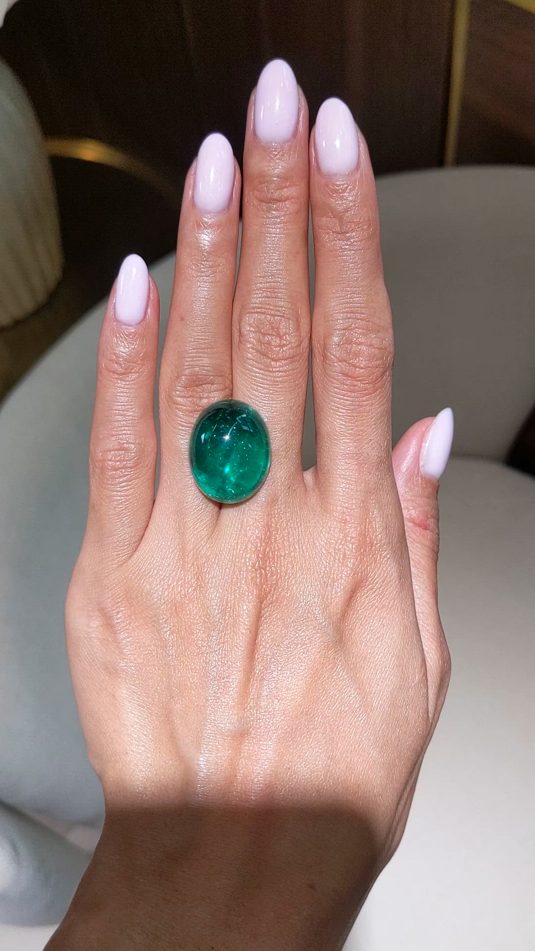 29.77 Ct. Cabochon Emerald from Colombia Size Video