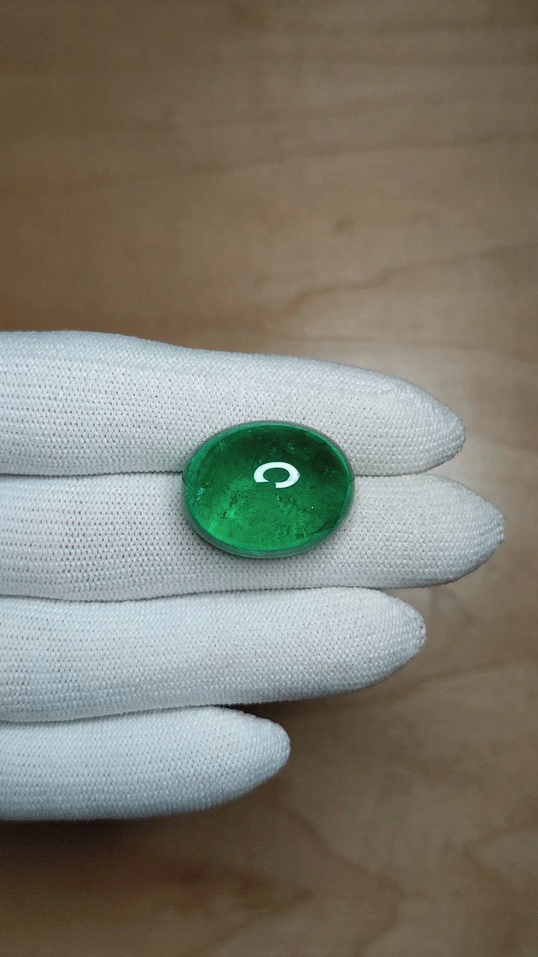29.77 Ct. Cabochon Emerald from Colombia Size Video