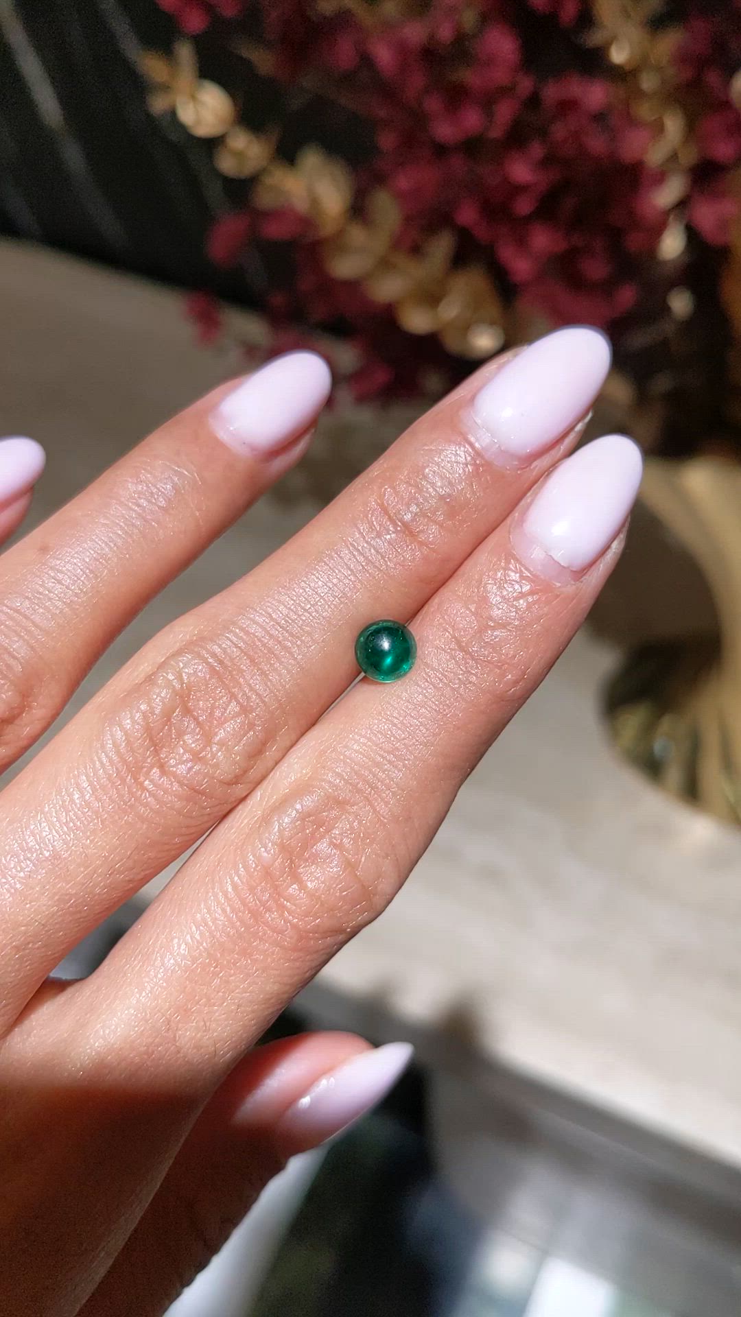 0.88 Ct. Cabochon Emerald from Colombia Size Video