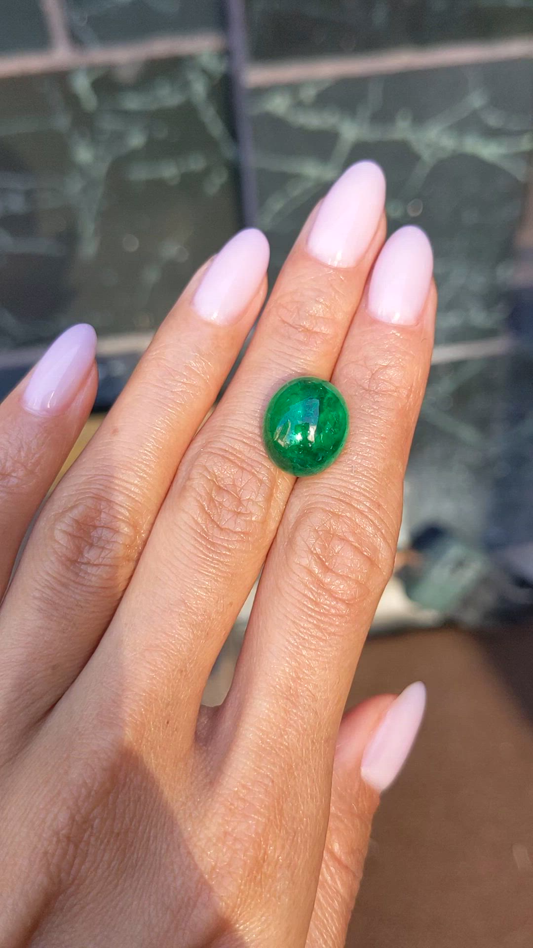 9.70 Ct. Cabochon Emerald from Zambia Size Video
