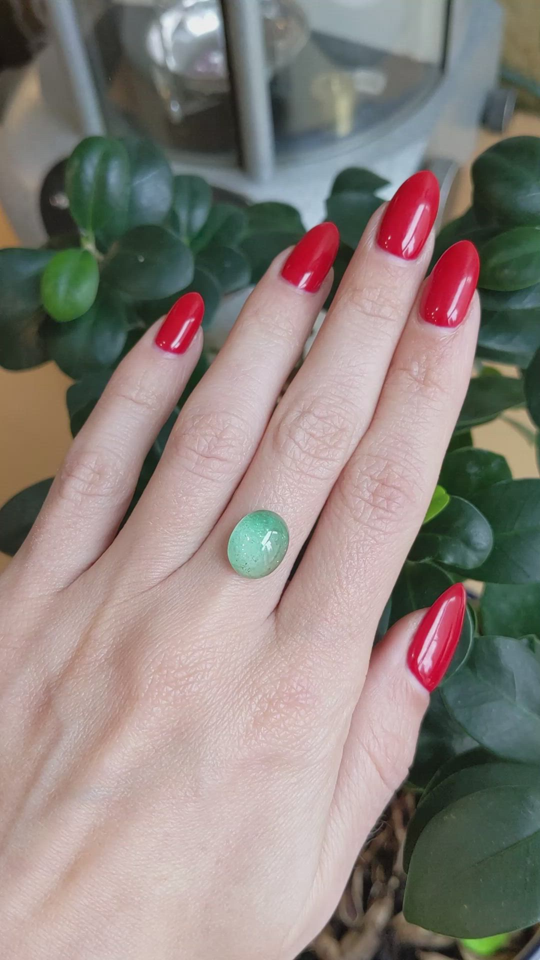 4.12 Ct. Cabochon Emerald from Brazil Size Video