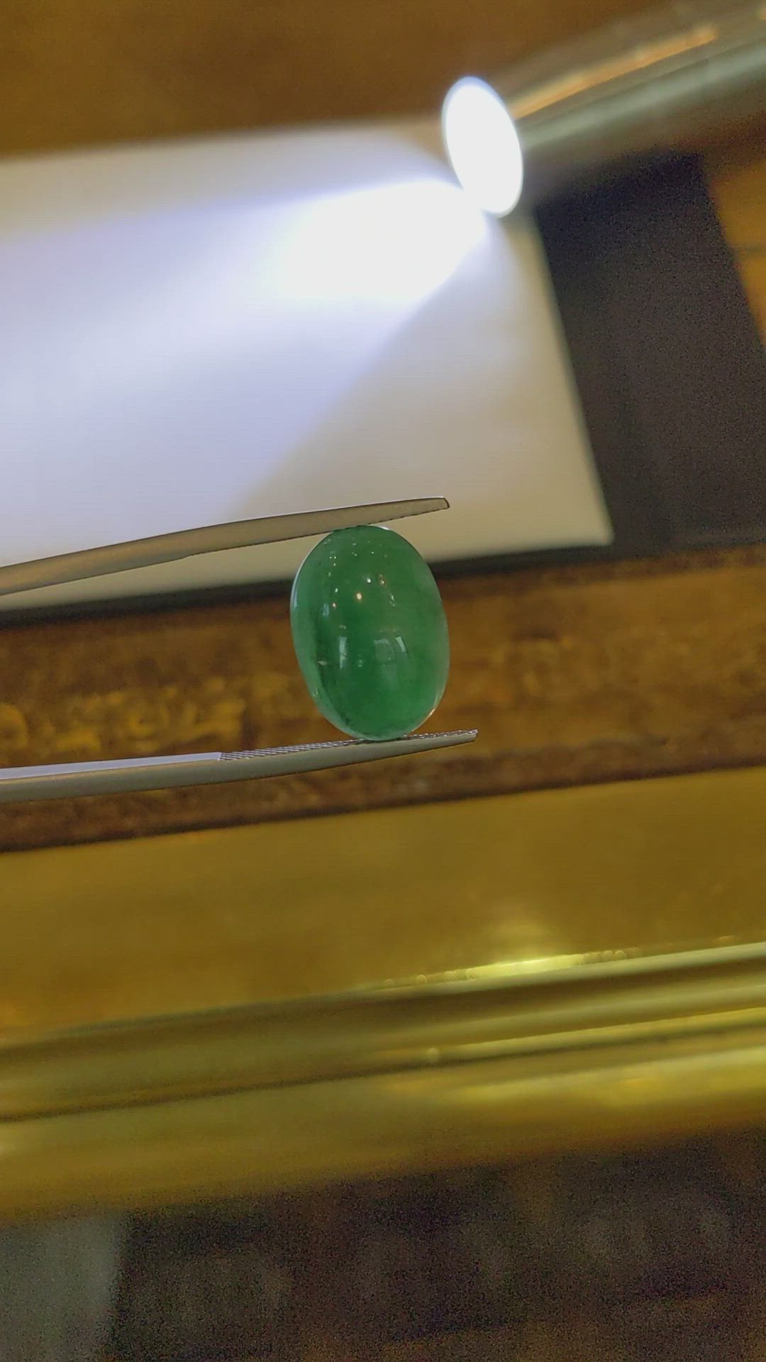 8.95 Ct. Cabochon Emerald from Brazil Size Video