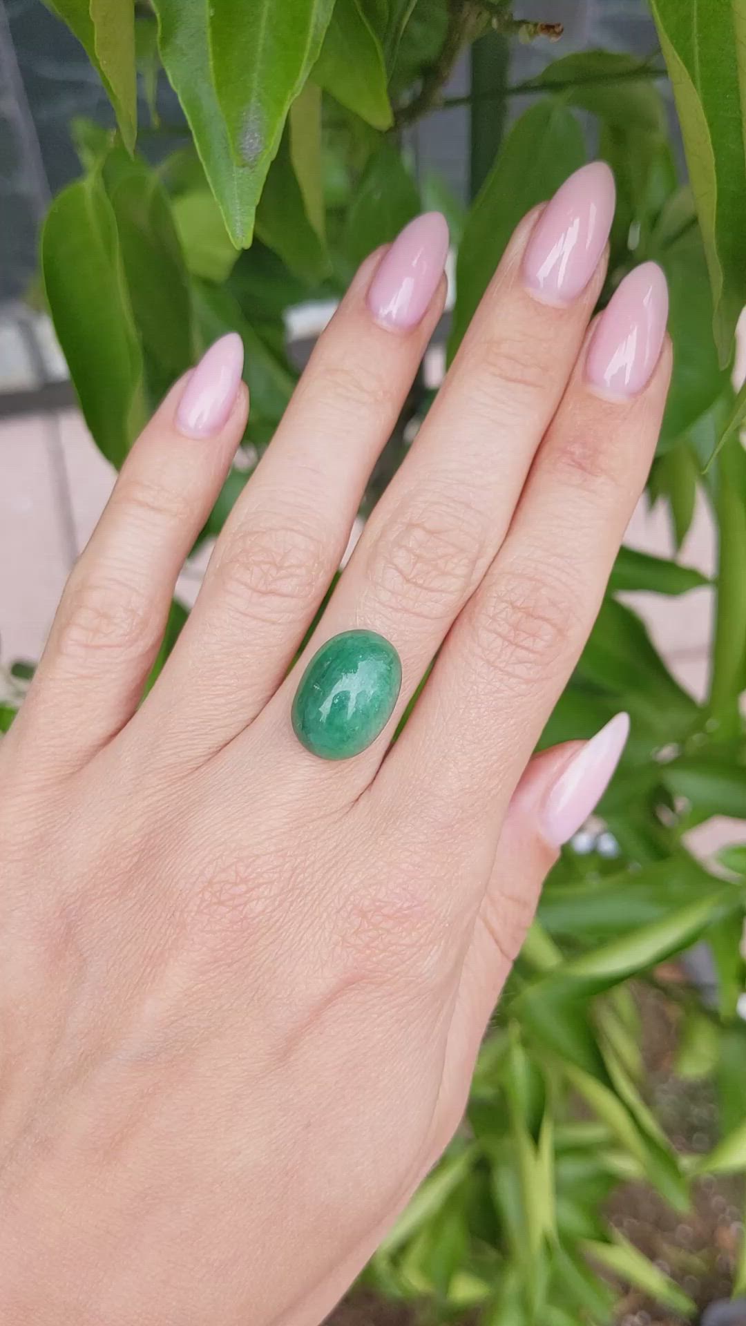 8.95 Ct. Cabochon Emerald from Brazil Size Video