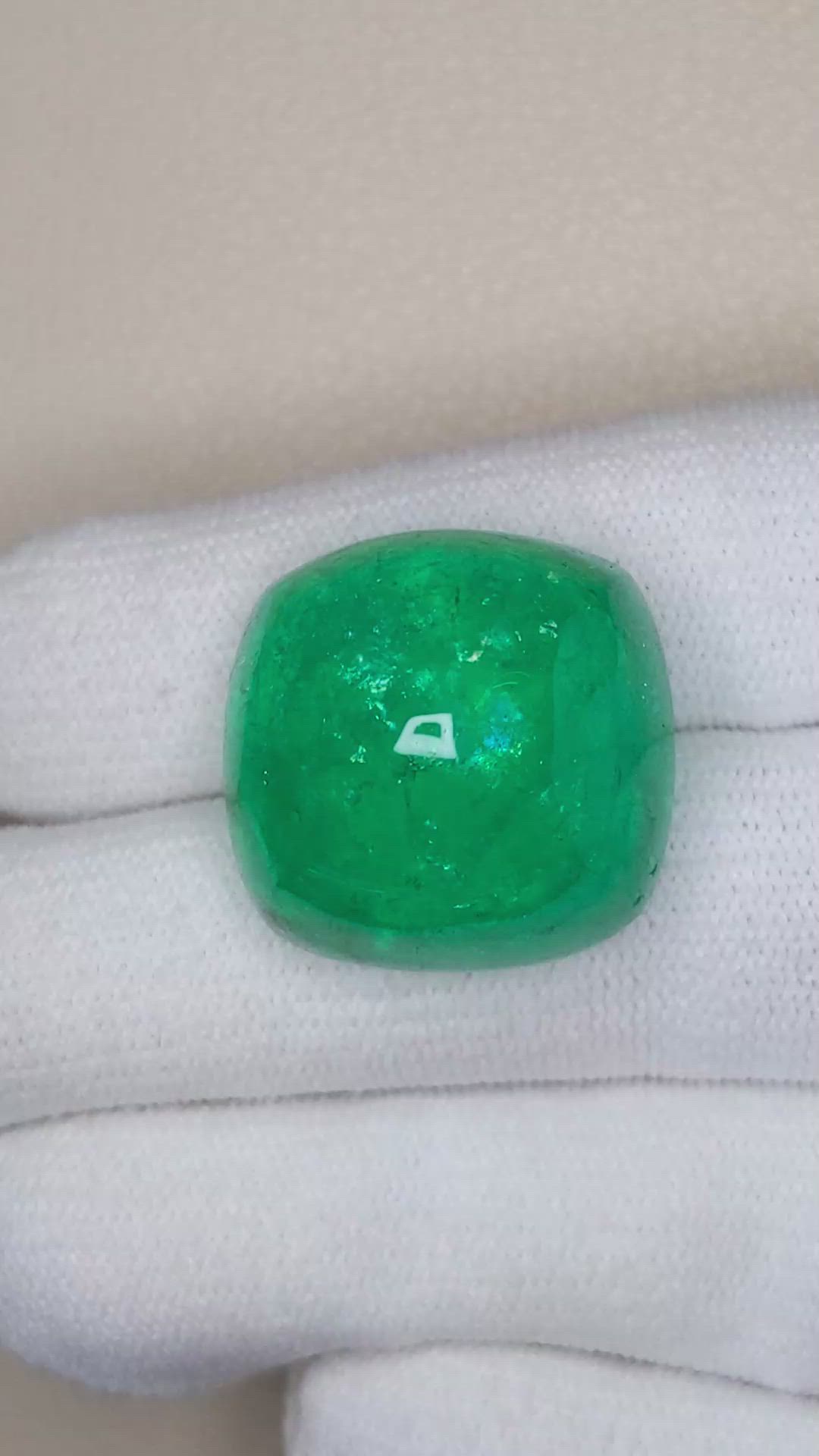 45.96 Ct. Cabochon Emerald from Colombia Size Video
