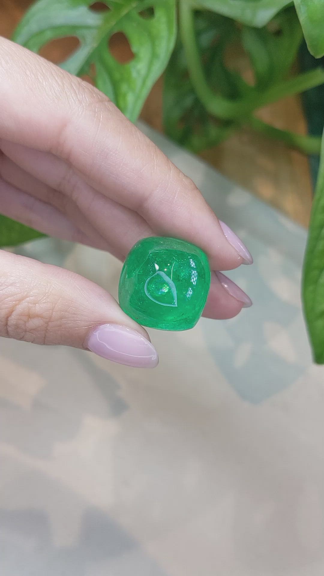 45.96 Ct. Cabochon Emerald from Colombia Size Video