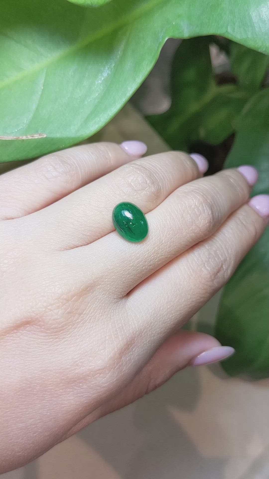 4.31 Ct. Cabochon Emerald from Zambia Size Video