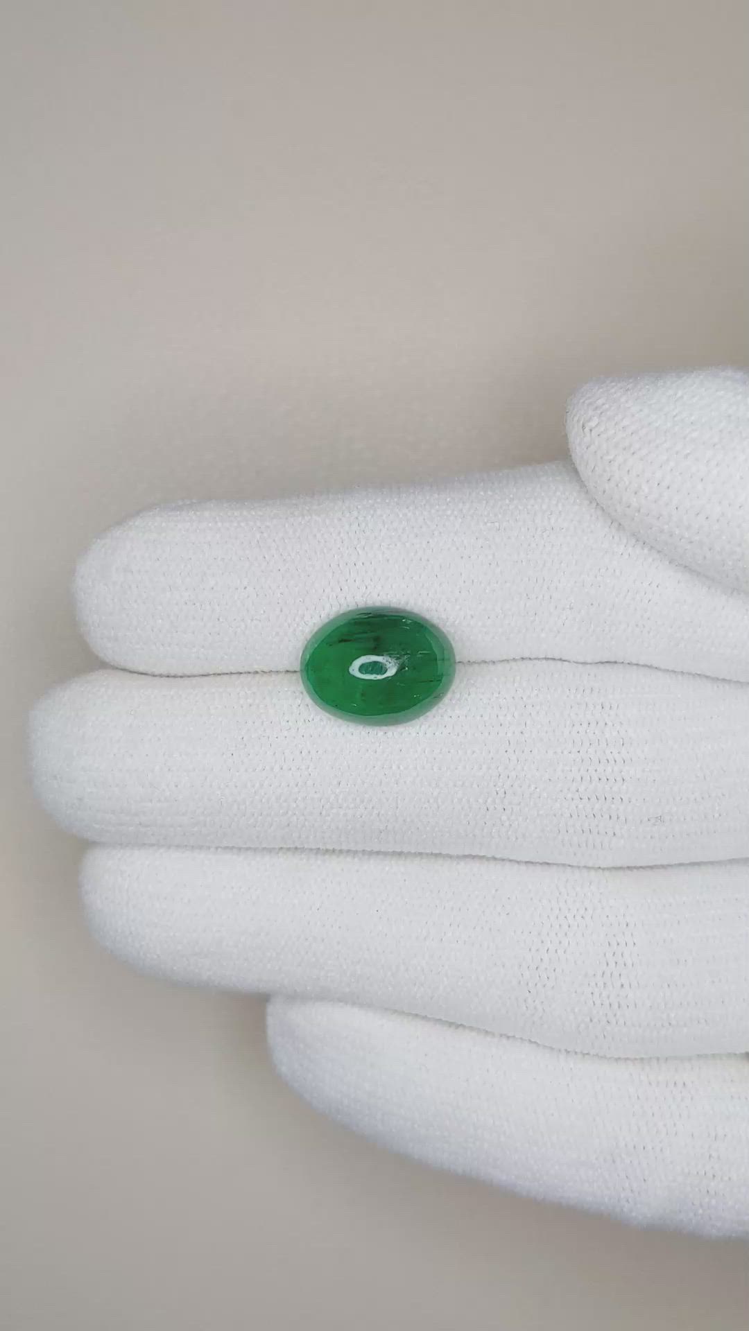 4.31 Ct. Cabochon Emerald from Zambia Size Video