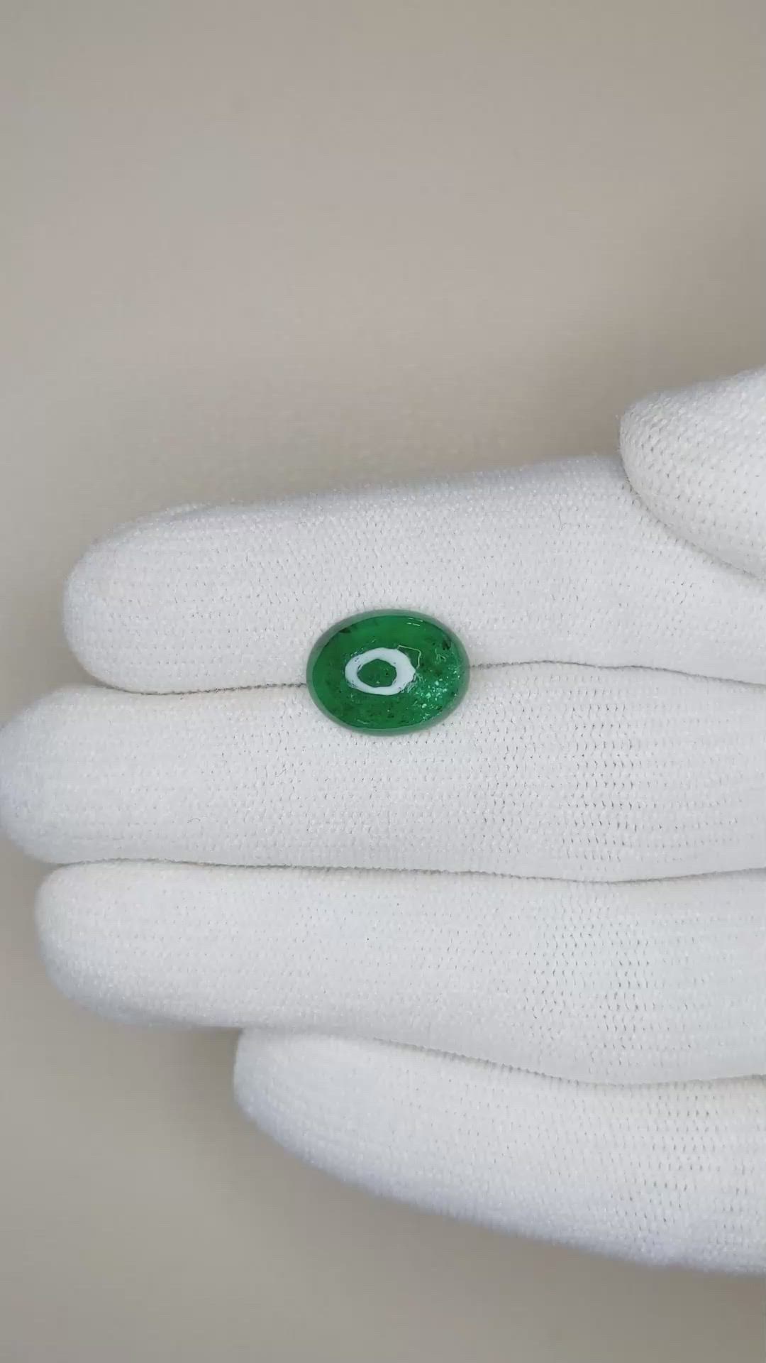 3.52 Ct. Cabochon Emerald from Zambia Size Video
