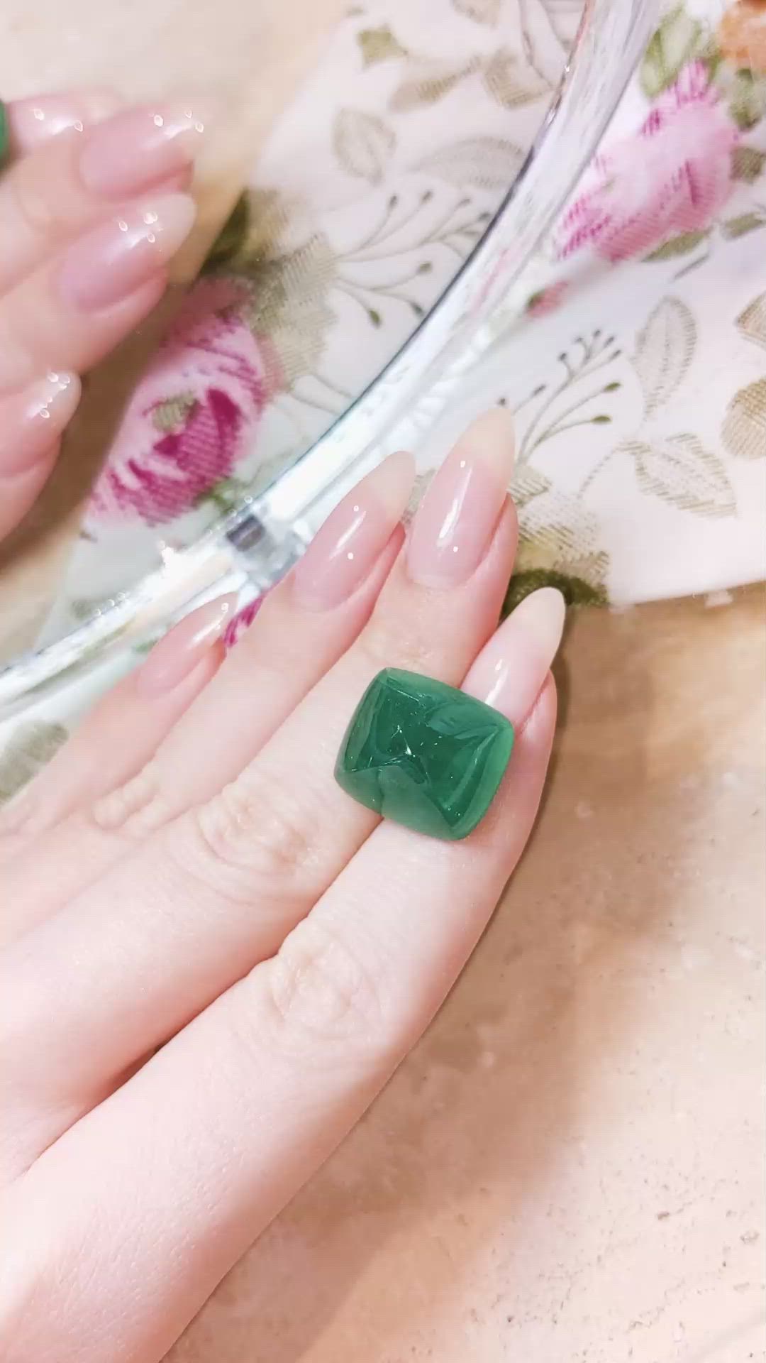 21.36 Ct. Cabochon Emerald from Zambia Size Video