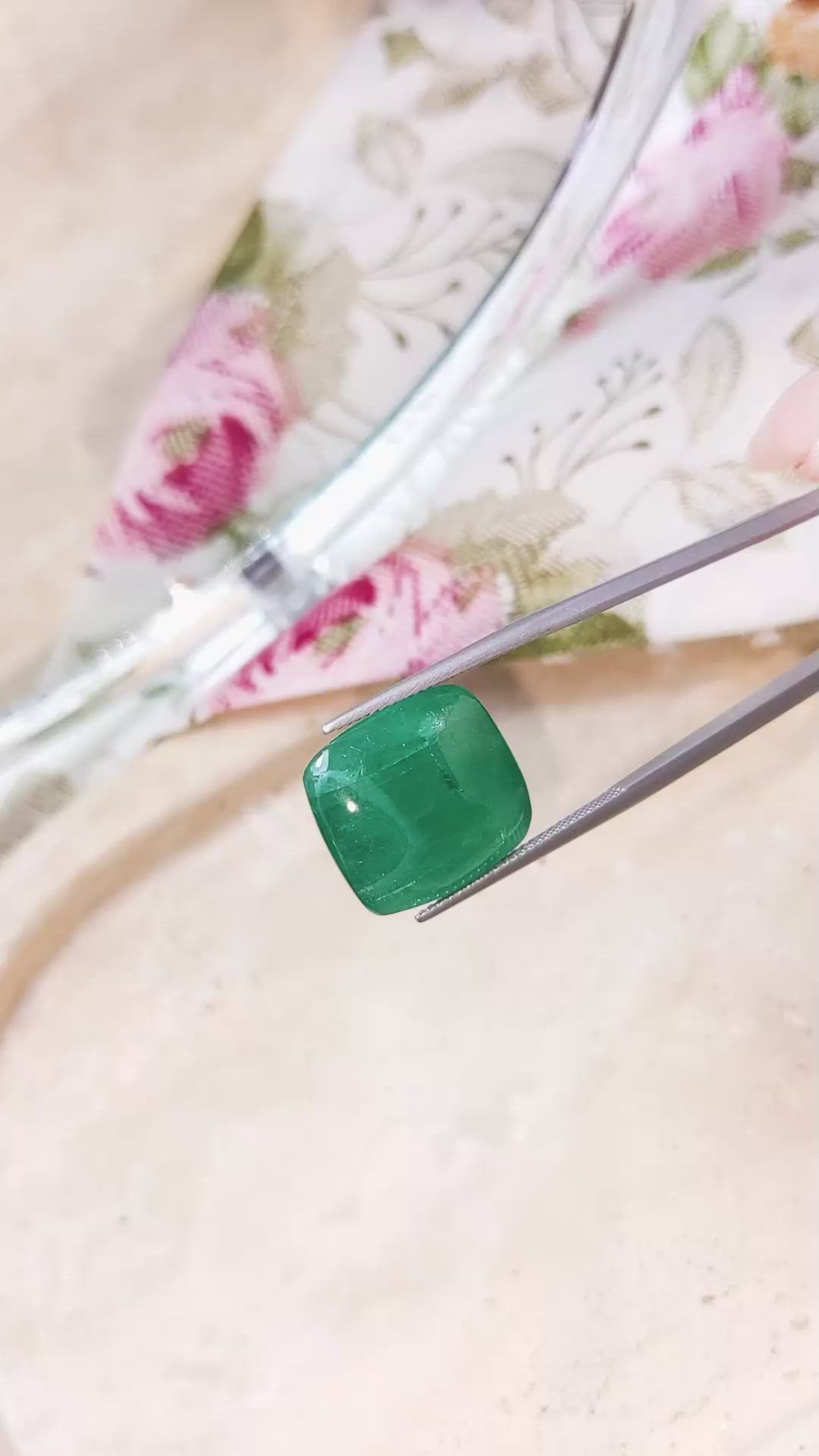 21.36 Ct. Cabochon Emerald from Zambia Size Video