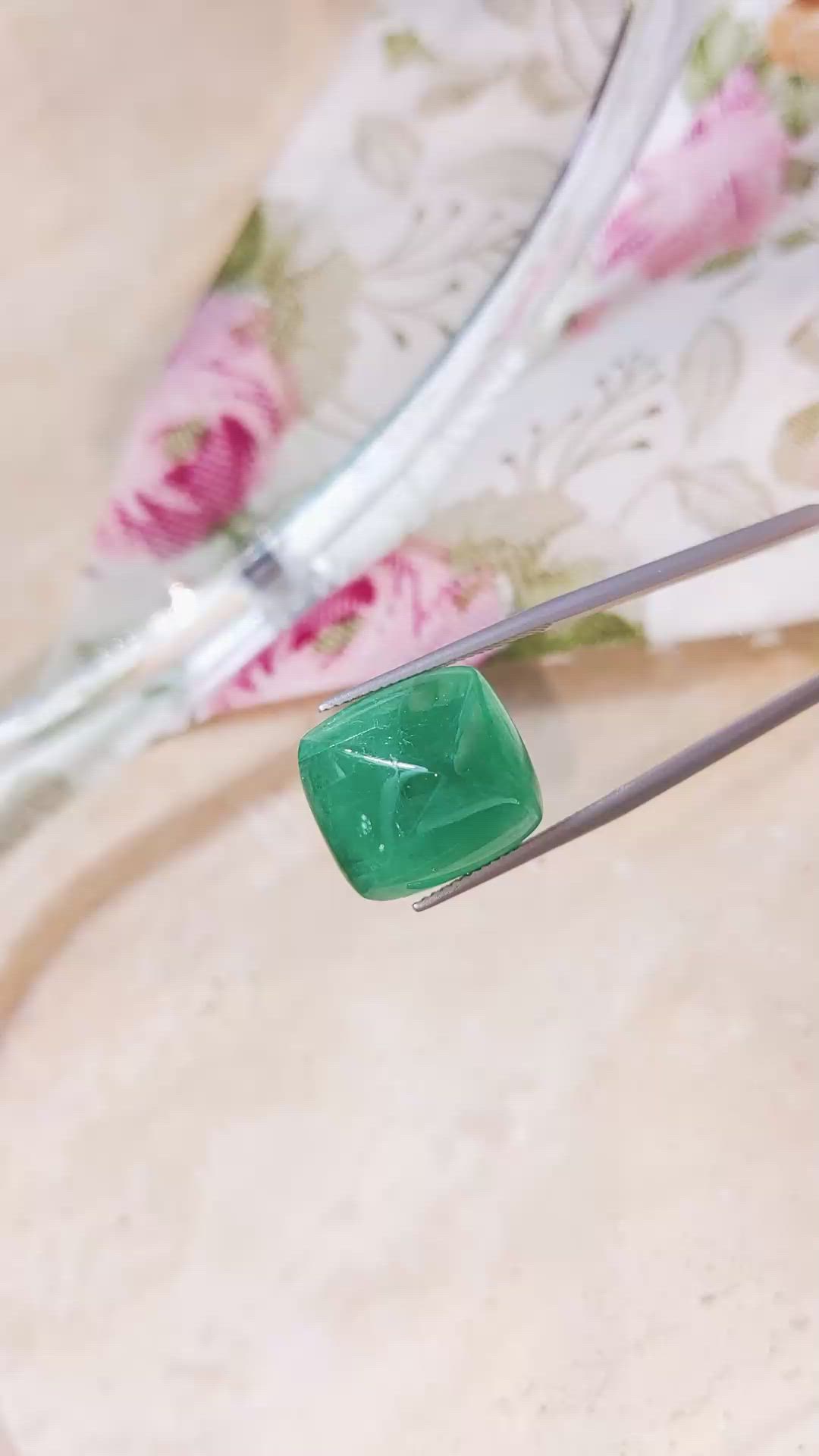 21.36 Ct. Cabochon Emerald from Zambia Size Video