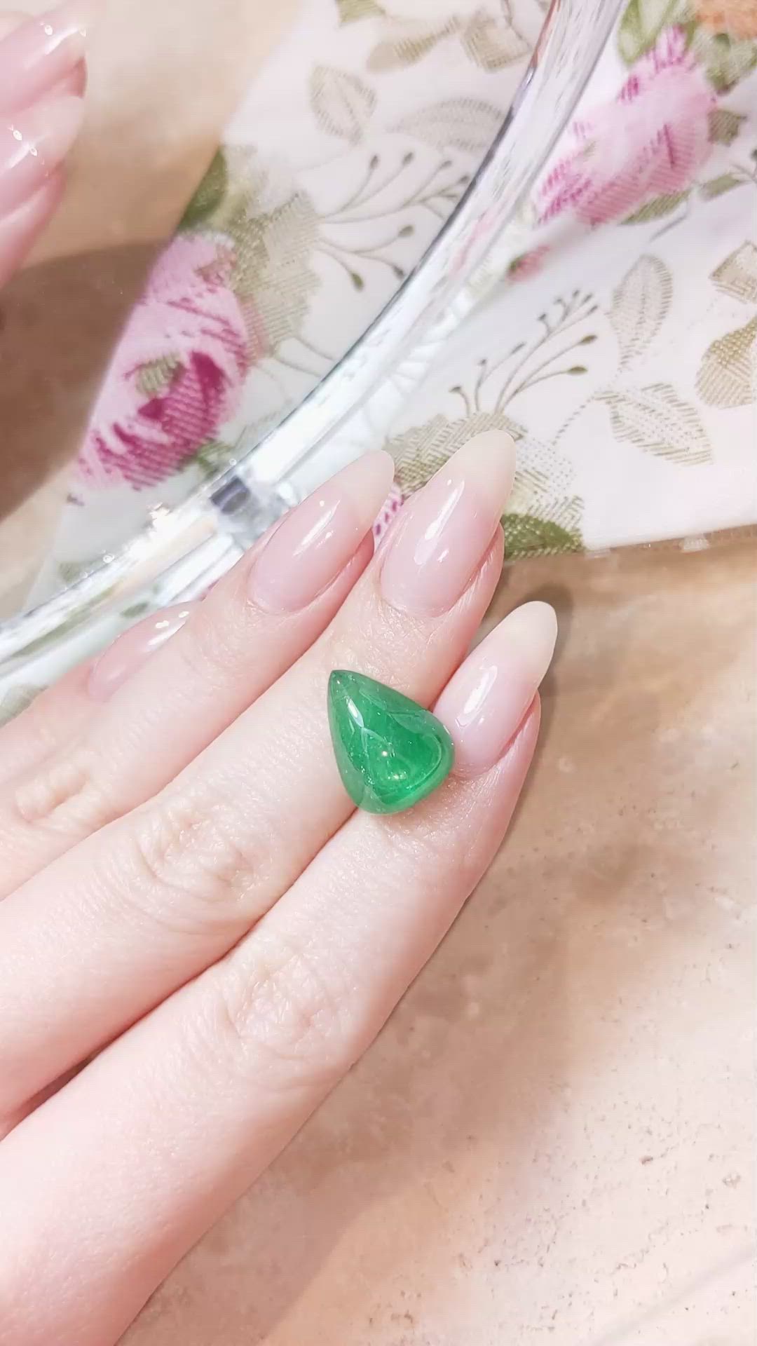 9.20 Ct. Cabochon Emerald from Zambia Size Video