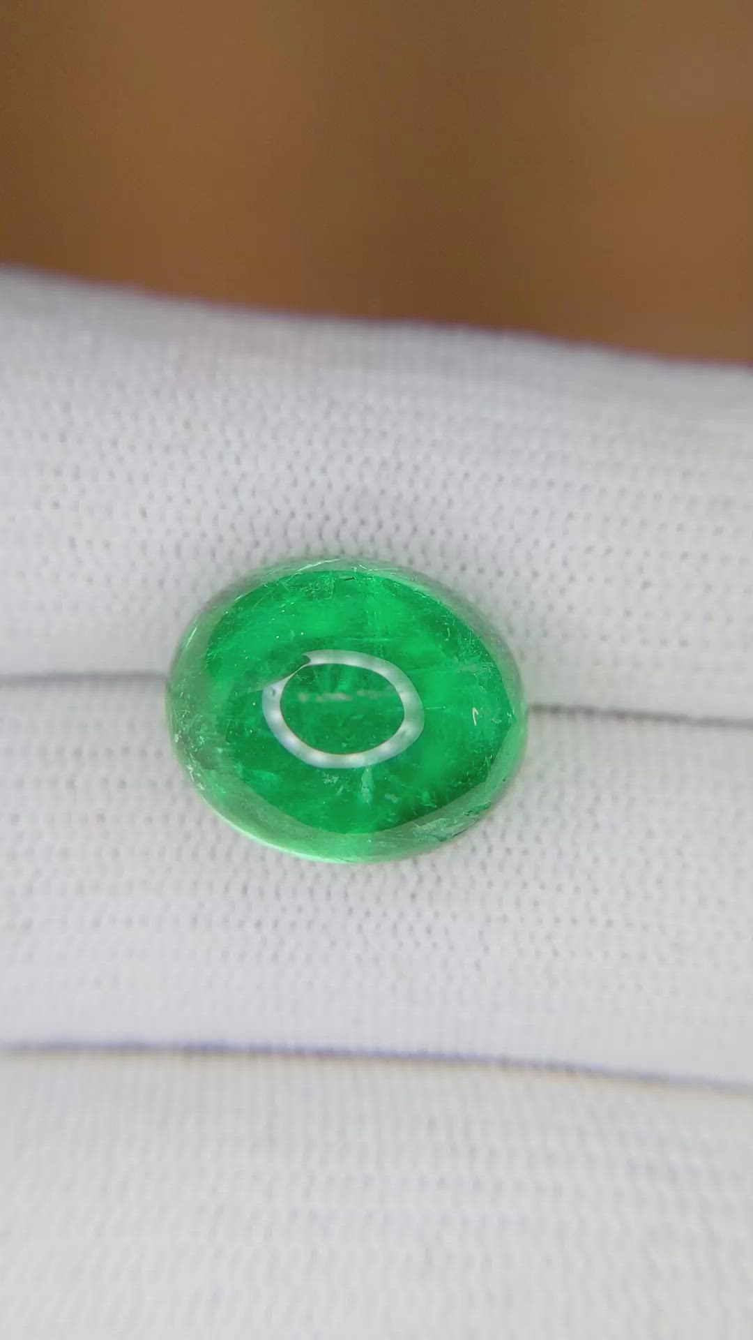 11.86 Ct. Cabochon Emerald from Colombia Size Video