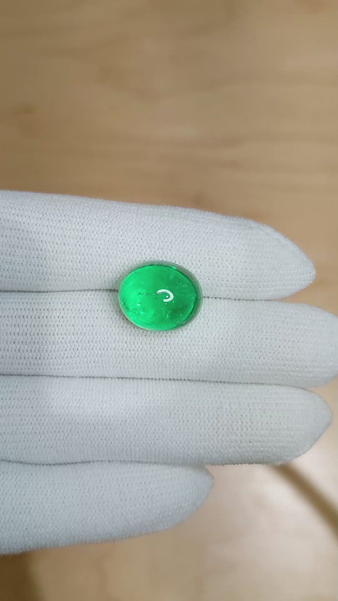 11.86 Ct. Cabochon Emerald from Colombia Size Video
