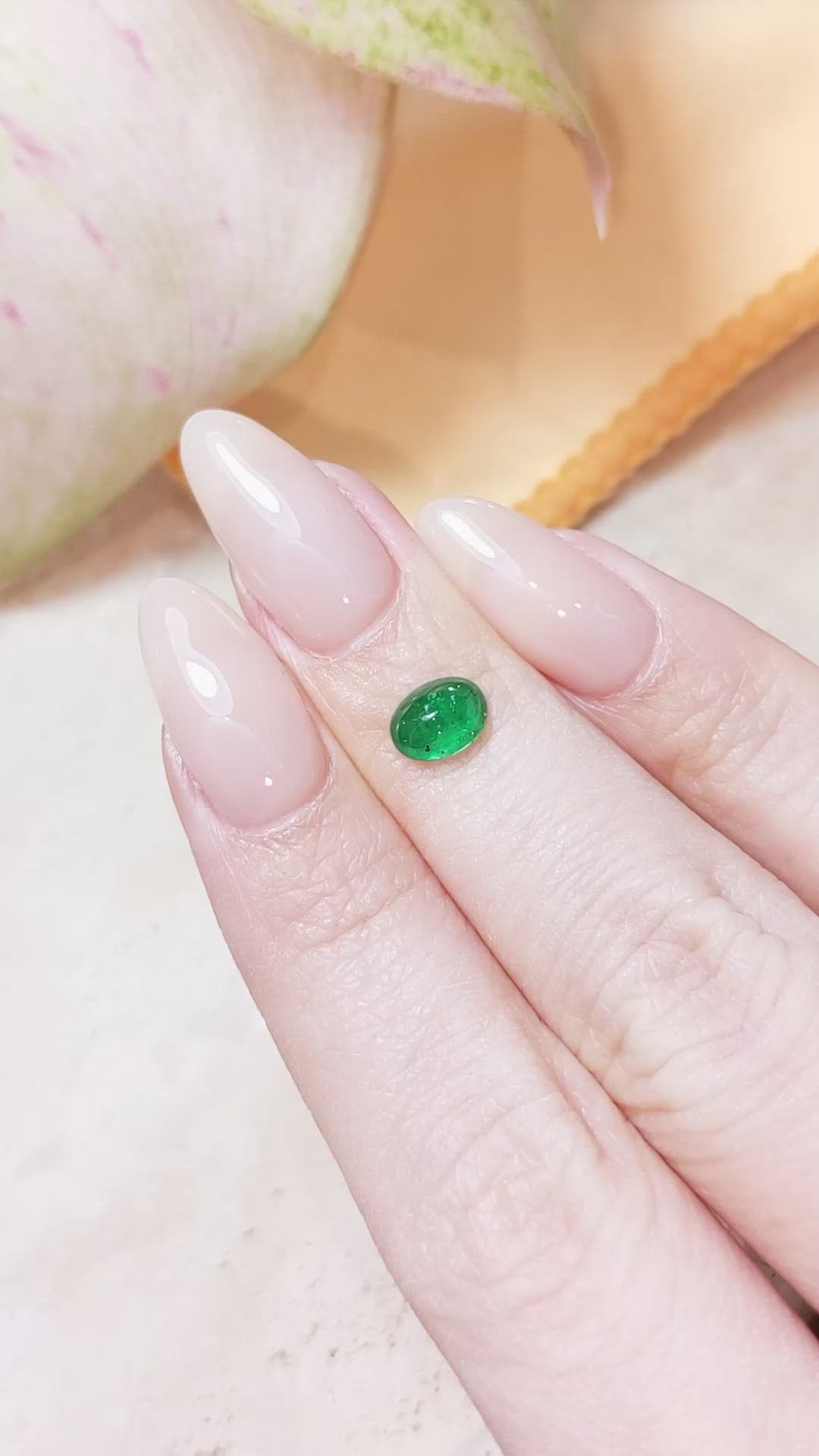 0.83 Ct. Cabochon Emerald from Zambia Size Video