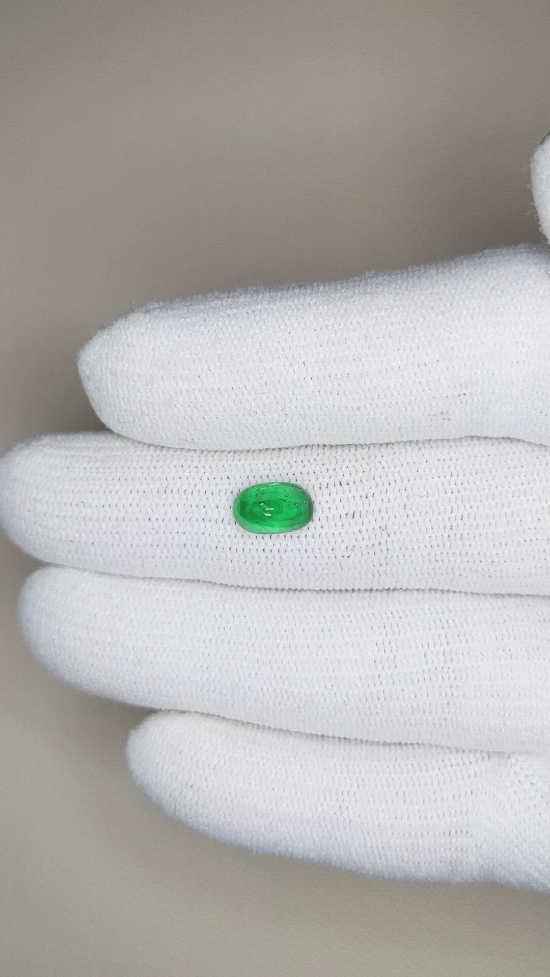1.39 Ct. Cabochon Emerald from Zambia Size Video