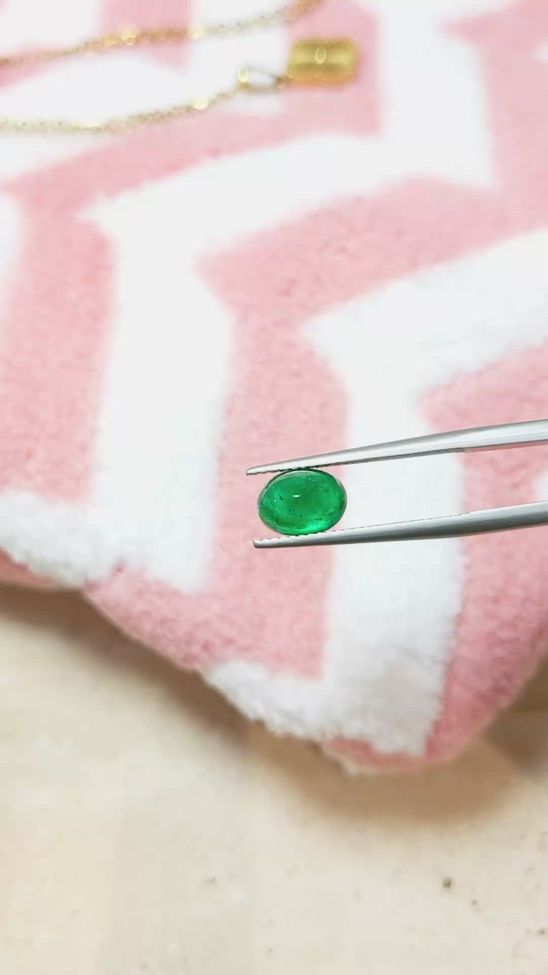 2.00 Ct. Cabochon Emerald from Pakistan Size Video