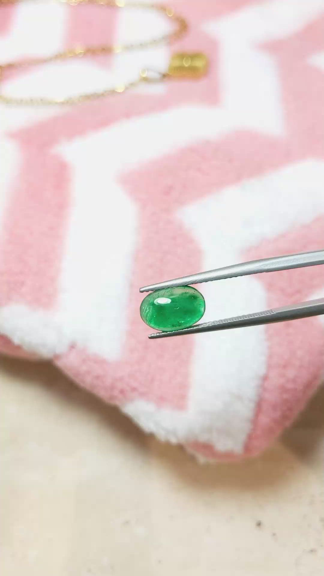 1.67 Ct. Cabochon Emerald from Pakistan Size Video