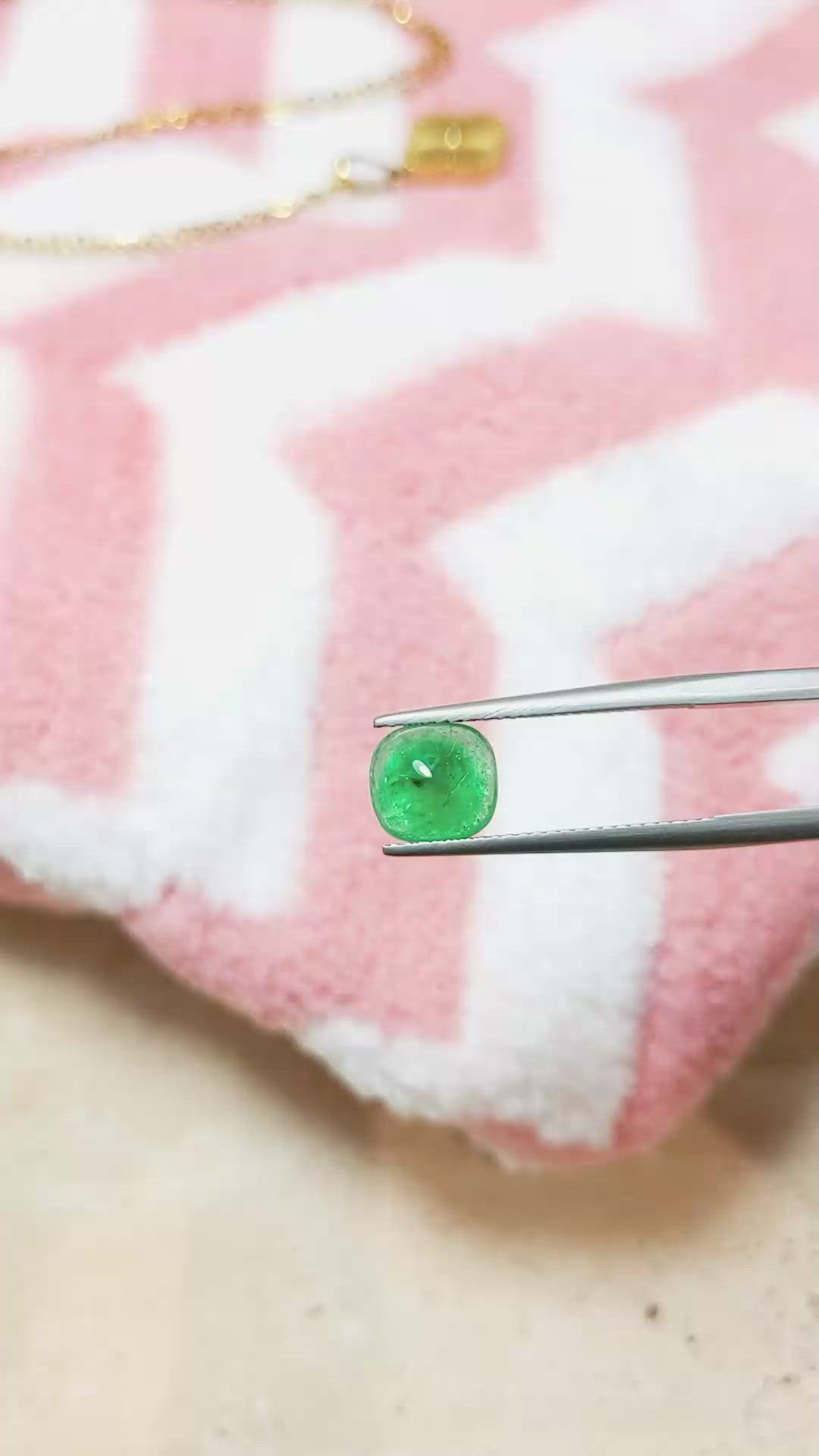 1.68 Ct. Cabochon Emerald from Pakistan Size Video