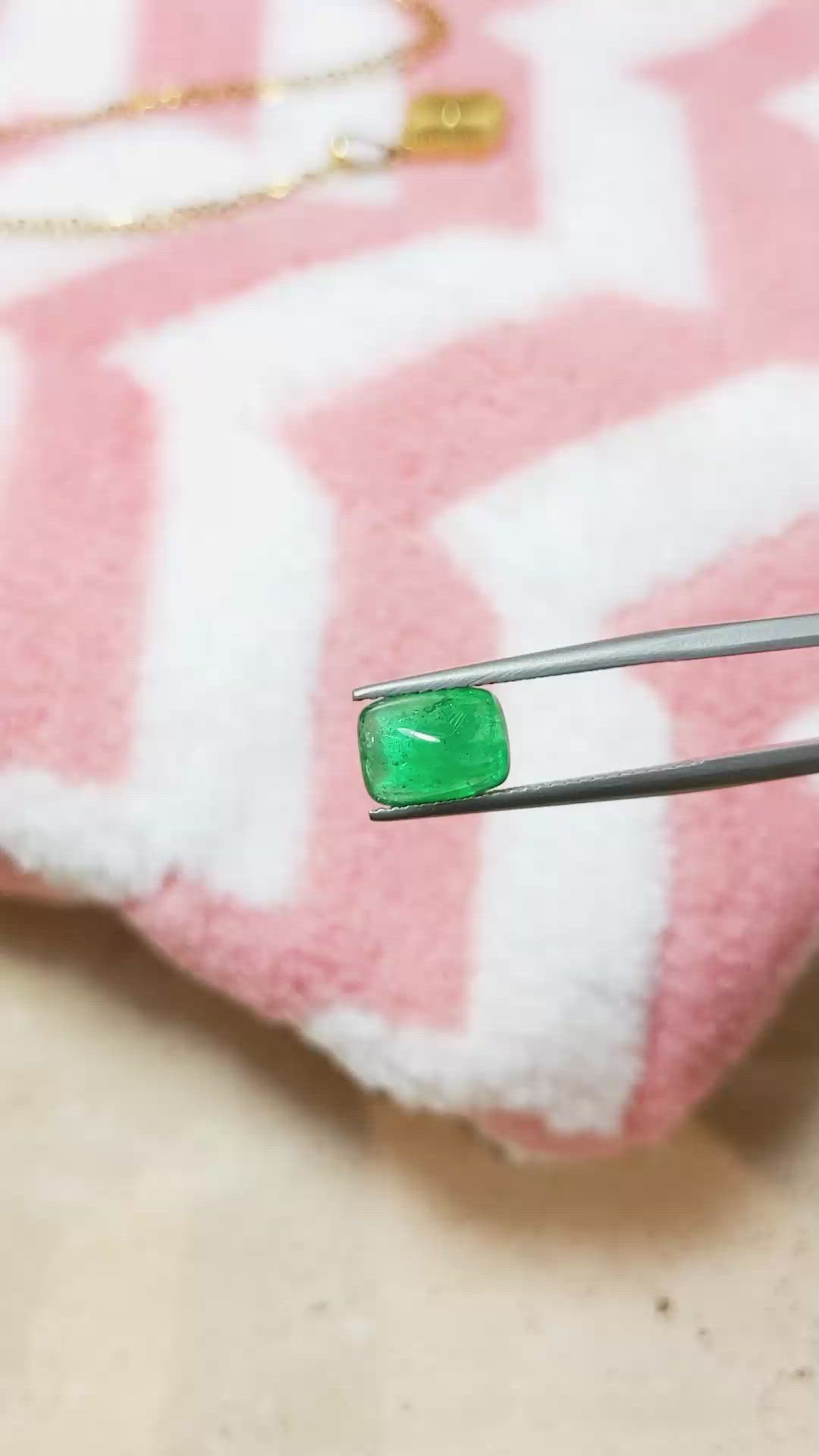 1.96 Ct. Cabochon Emerald from Pakistan Size Video
