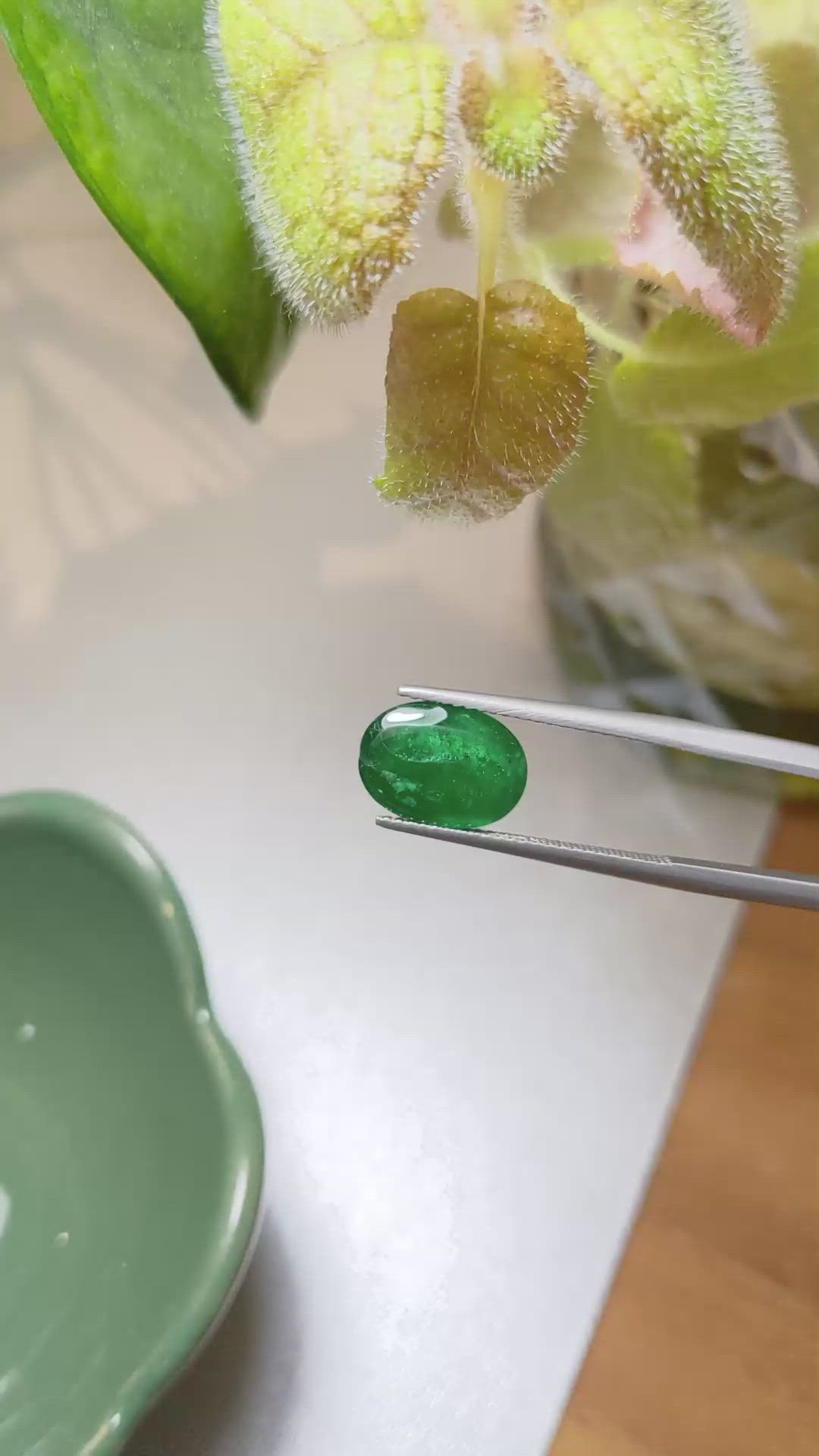 3.38 Ct. Cabochon Emerald from Pakistan Size Video