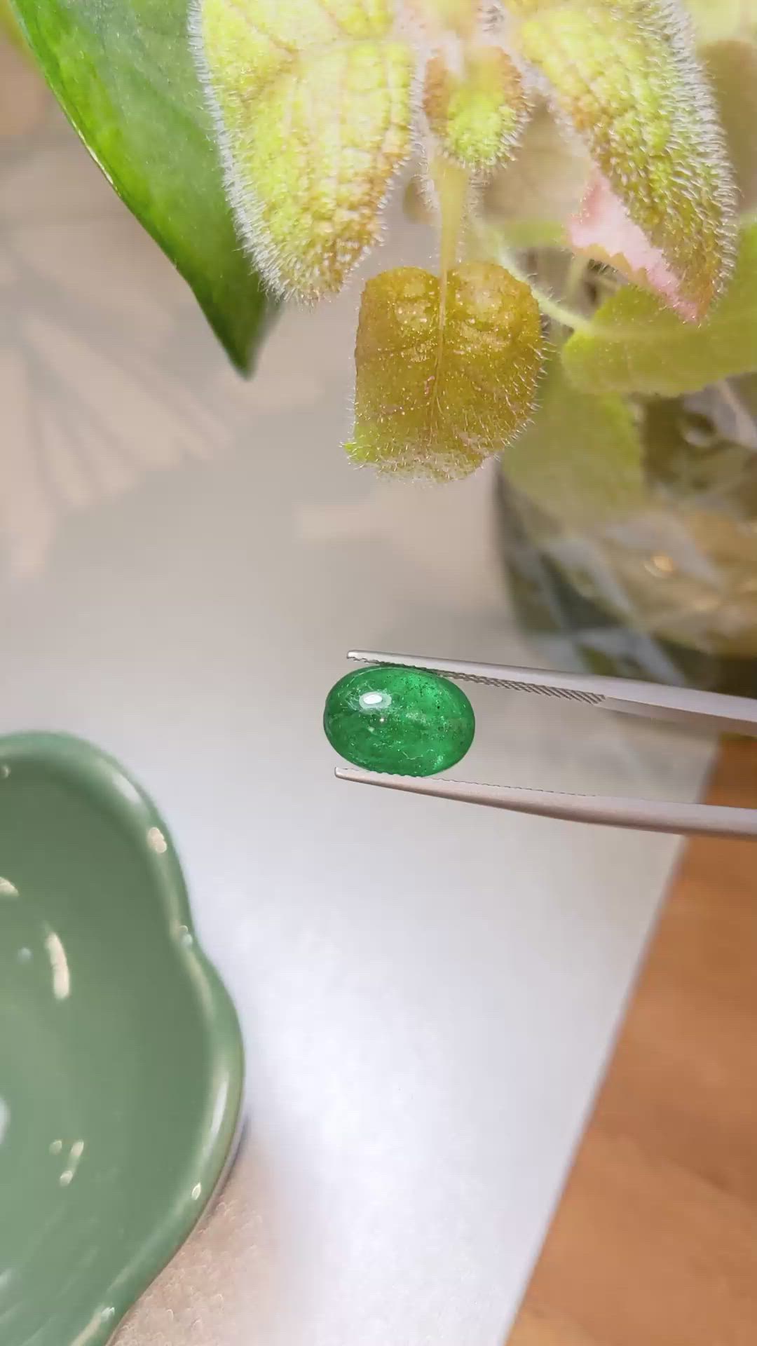 3.38 Ct. Cabochon Emerald from Pakistan Size Video