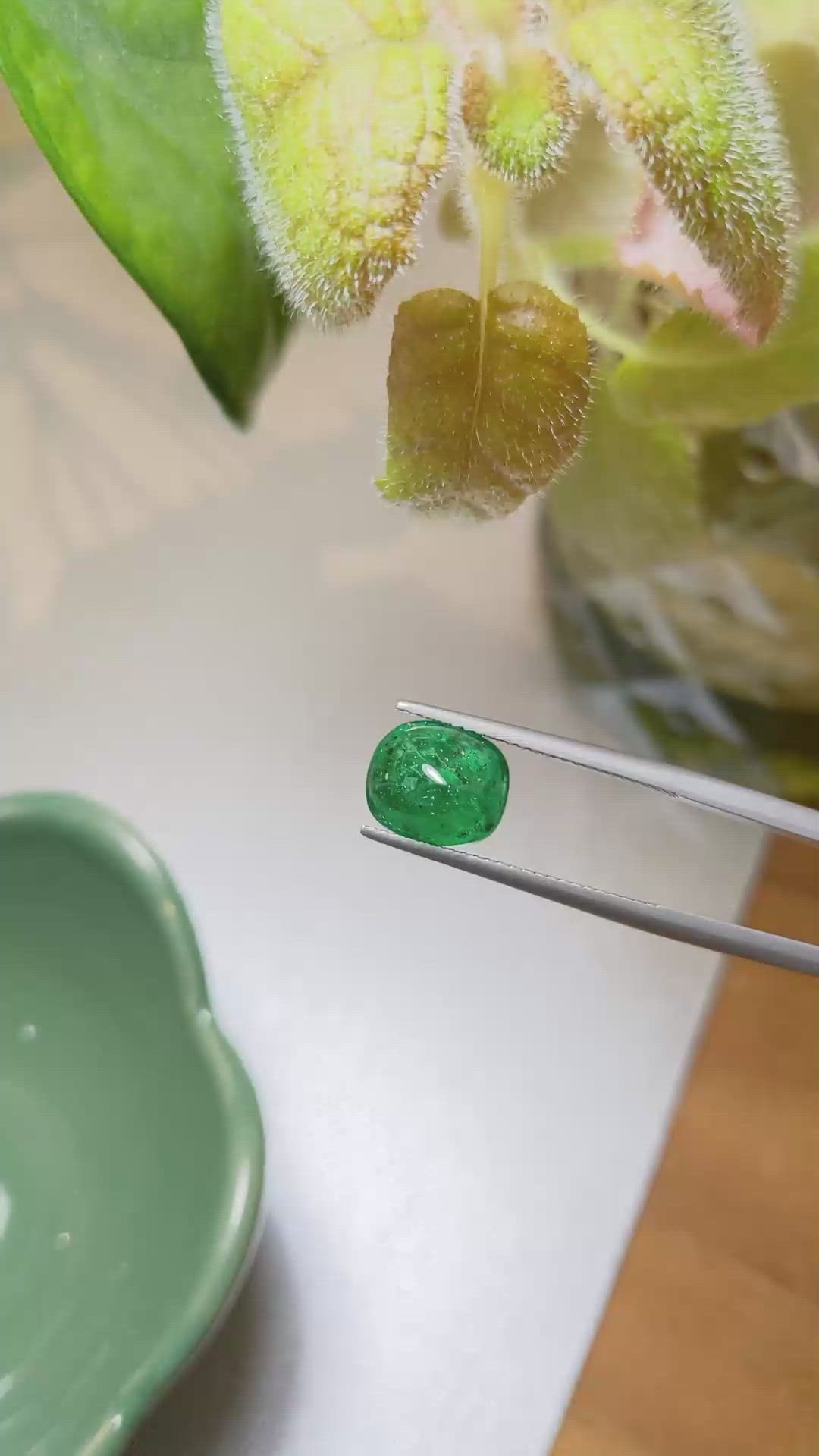 2.88 Ct. Cabochon Emerald from Pakistan Size Video
