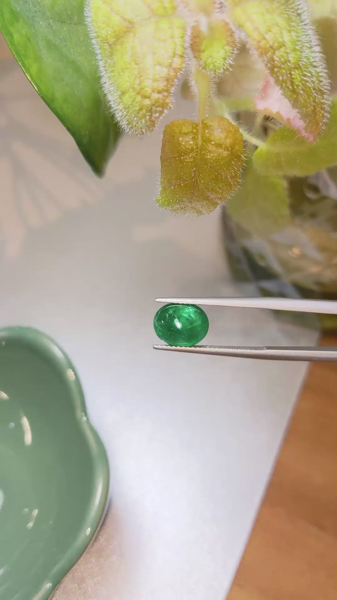 2.57 Ct. Cabochon Emerald from Pakistan Size Video