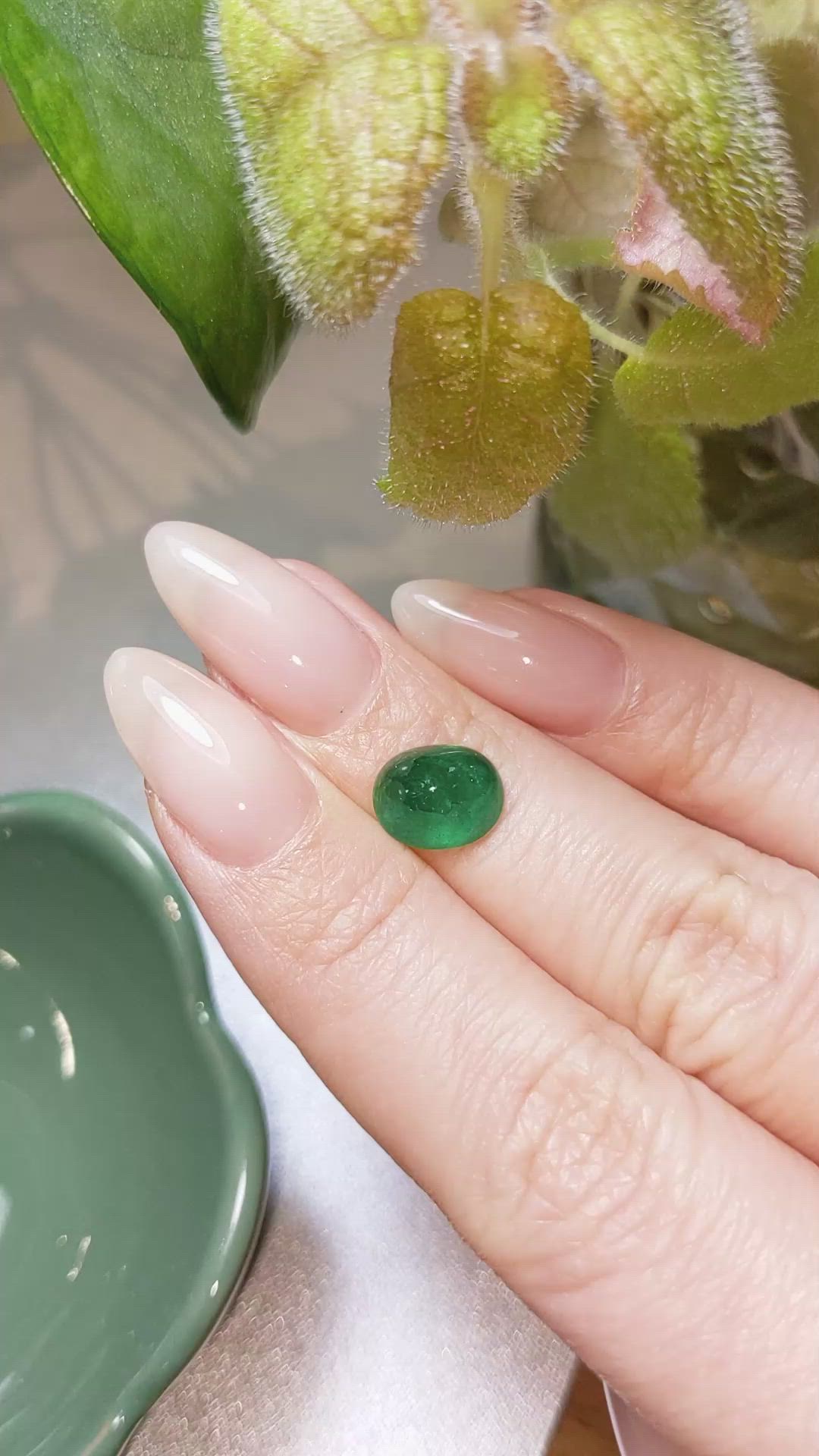 2.57 Ct. Cabochon Emerald from Pakistan Size Video