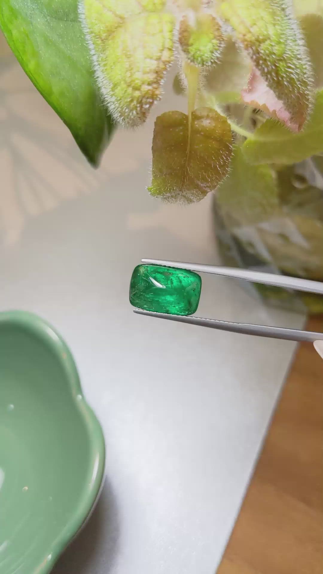 4.47 Ct. Cabochon Emerald from Pakistan Size Video