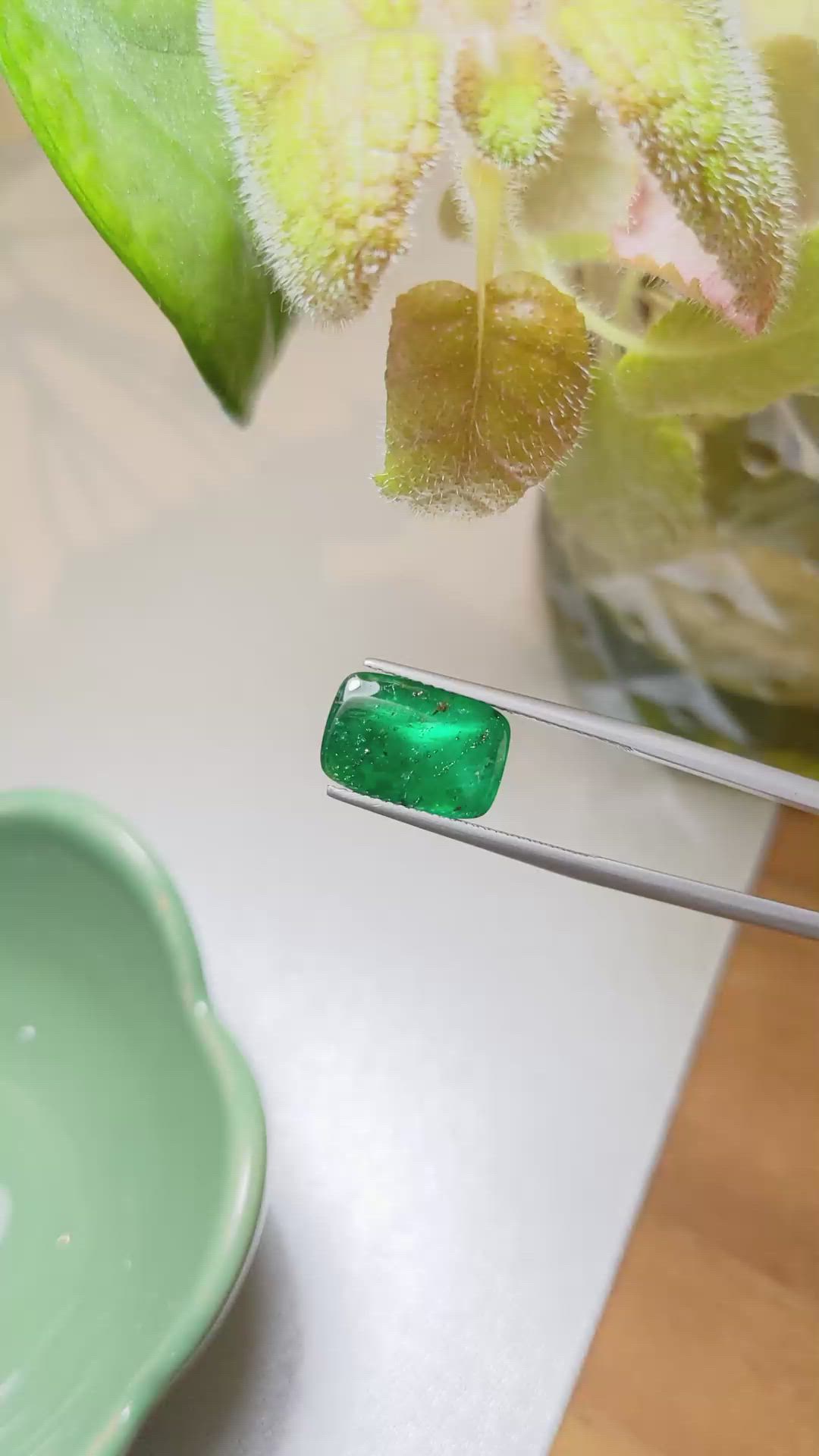 4.47 Ct. Cabochon Emerald from Pakistan Size Video