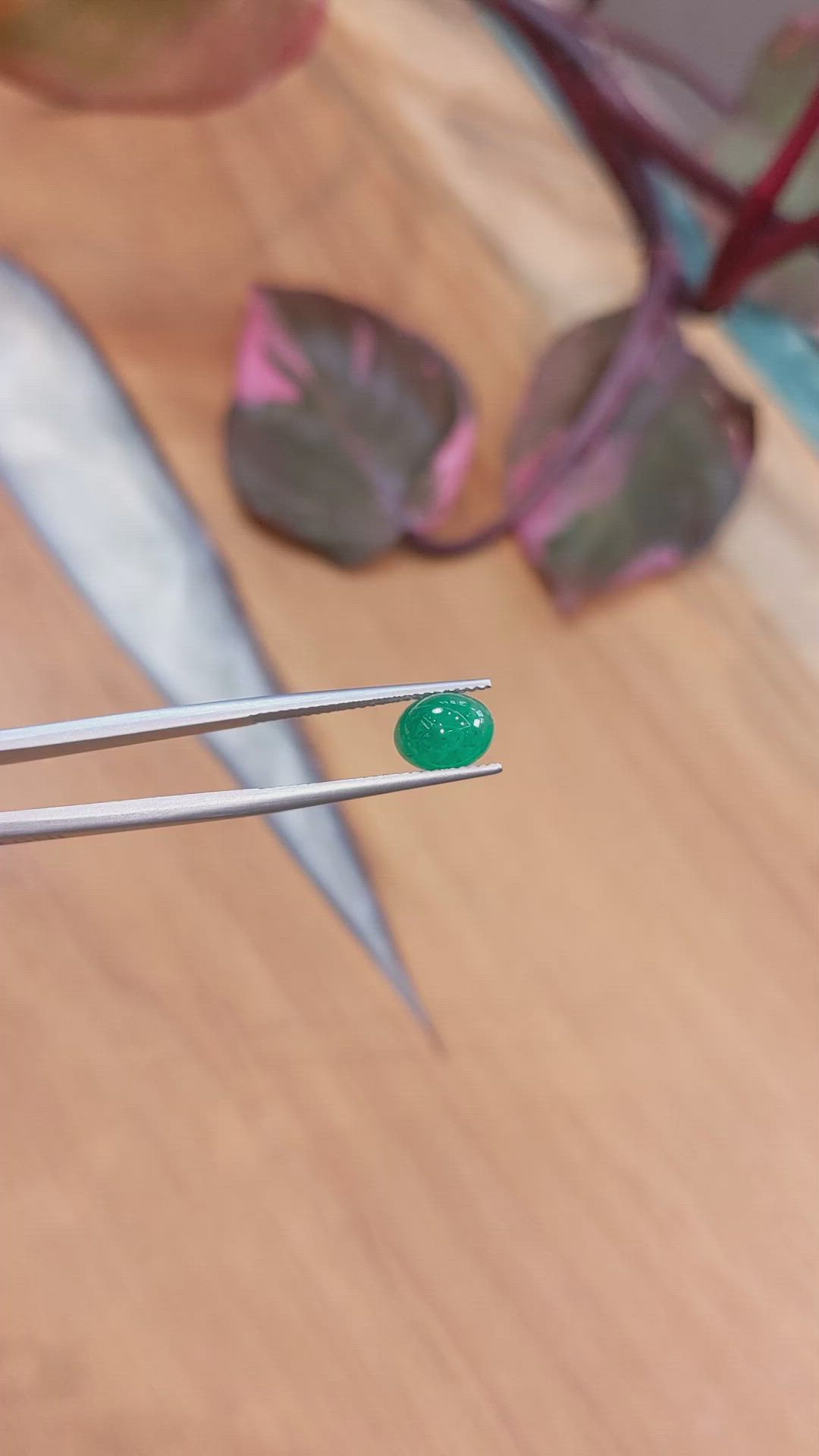 1.80 Ct. Cabochon Emerald from Zambia Size Video