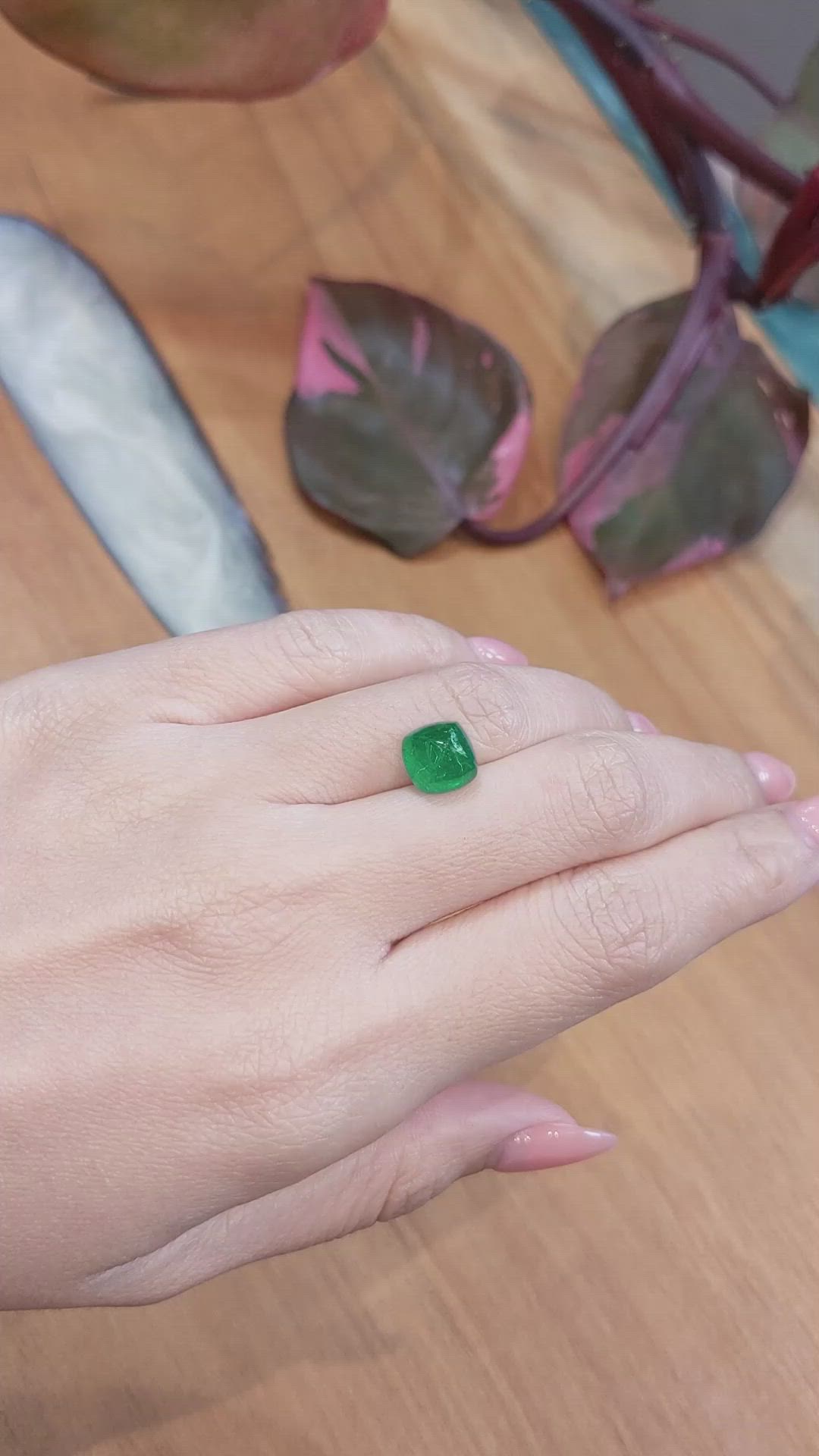 3.57 Ct. Cabochon Emerald from Zambia Size Video