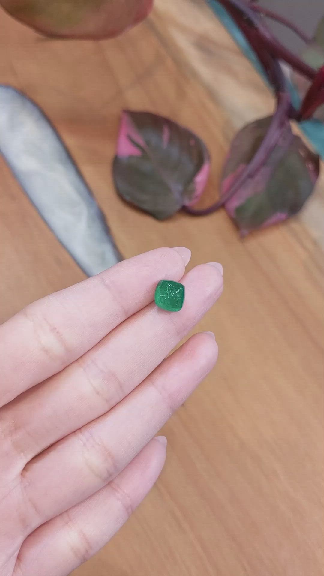 3.57 Ct. Cabochon Emerald from Zambia Size Video