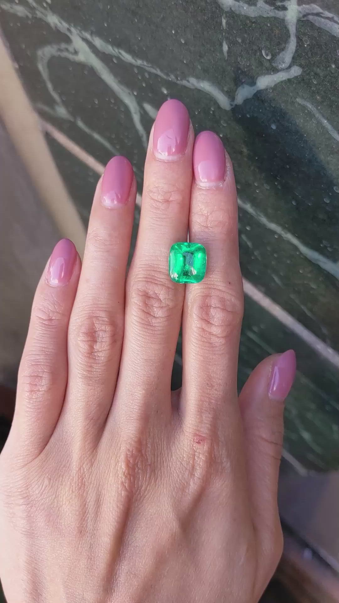 6.19 Ct. Cabochon Emerald from Colombia Size Video