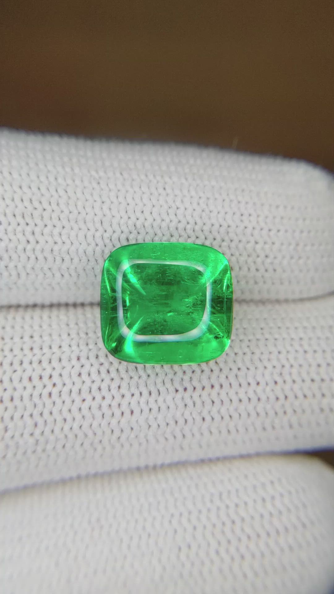 6.19 Ct. Cabochon Emerald from Colombia Size Video