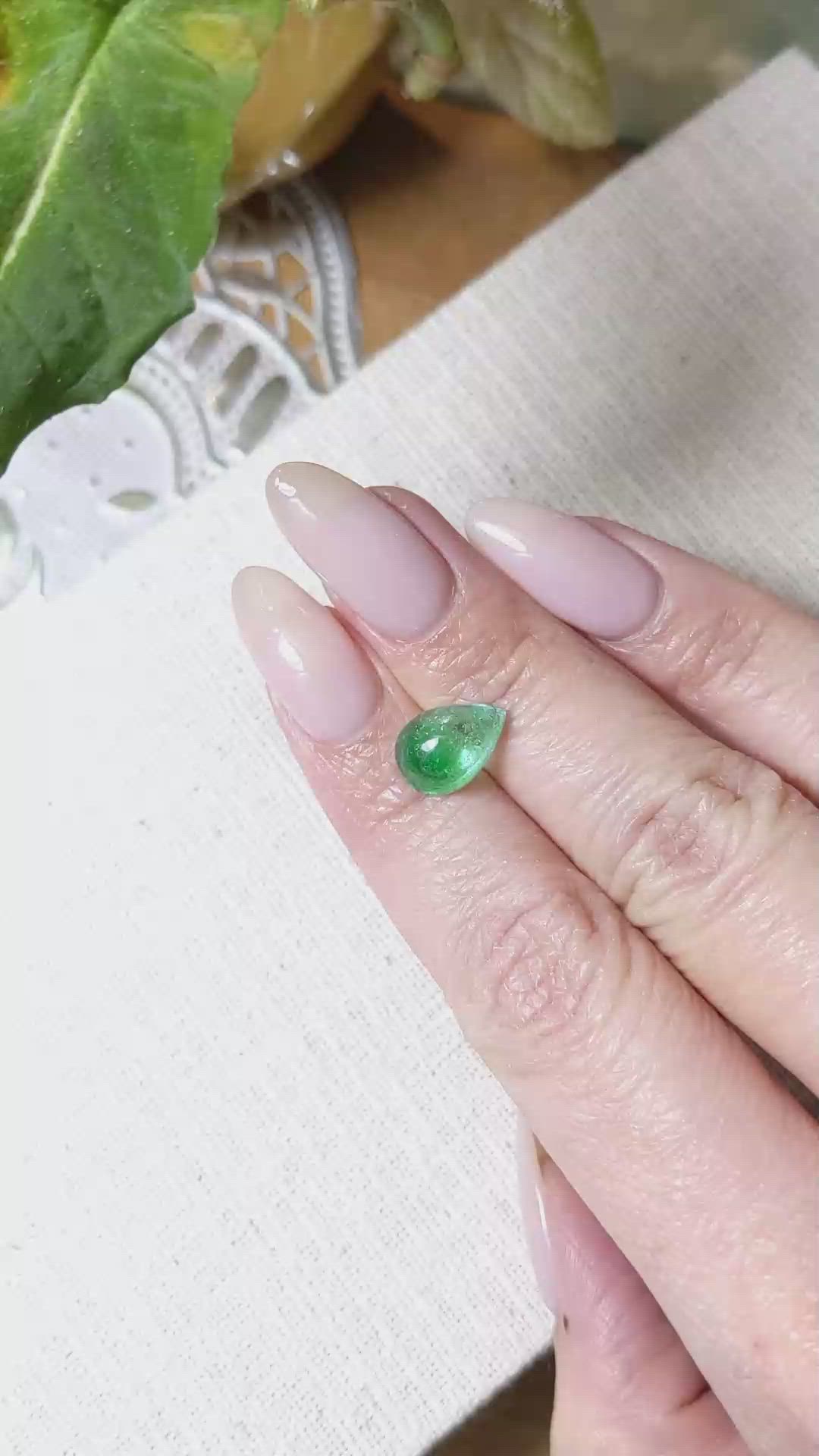 3.74 Ct. Cabochon Emerald from Zambia Size Video