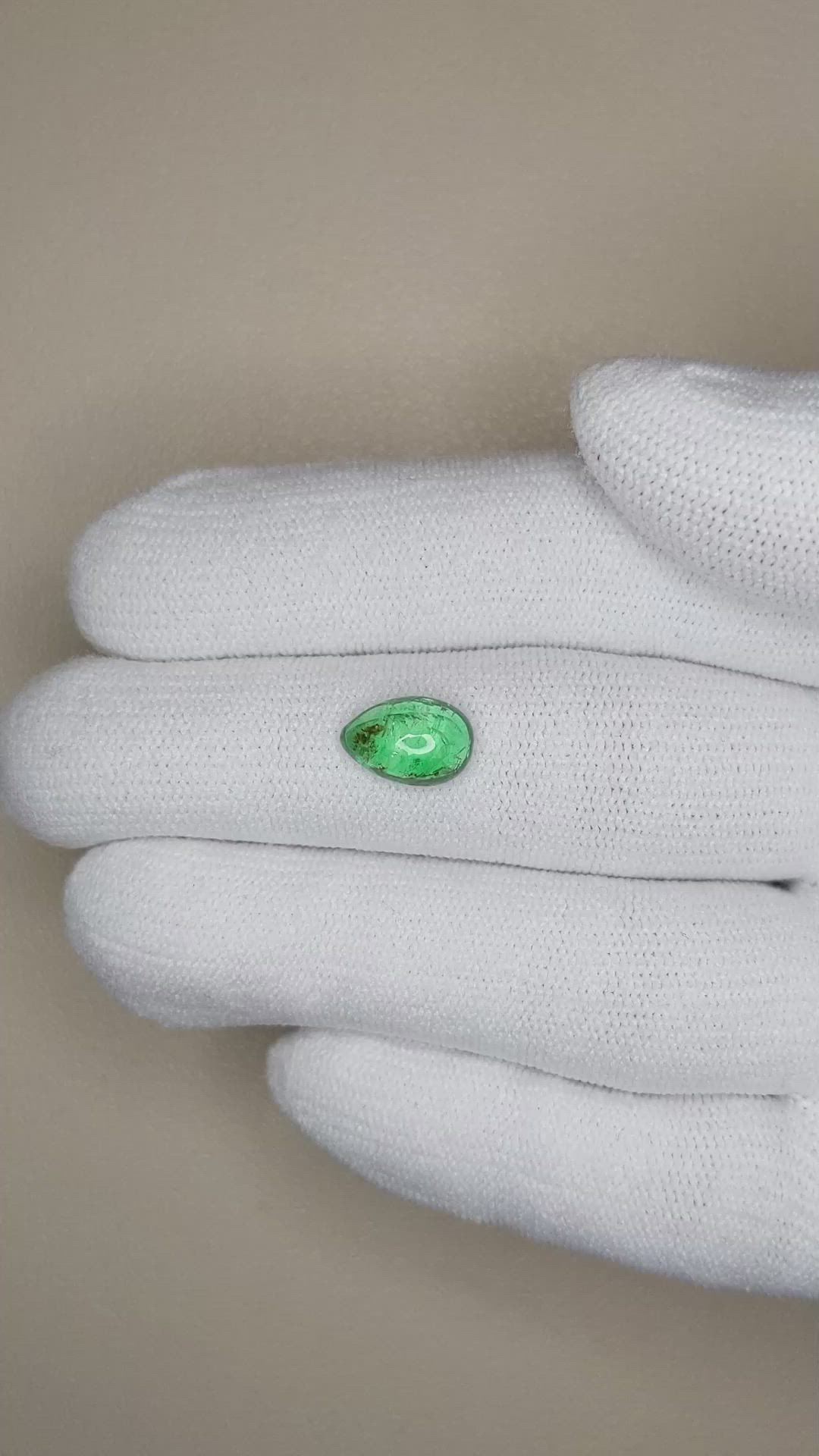 1.61 Ct. Cabochon Emerald from Zambia Size Video