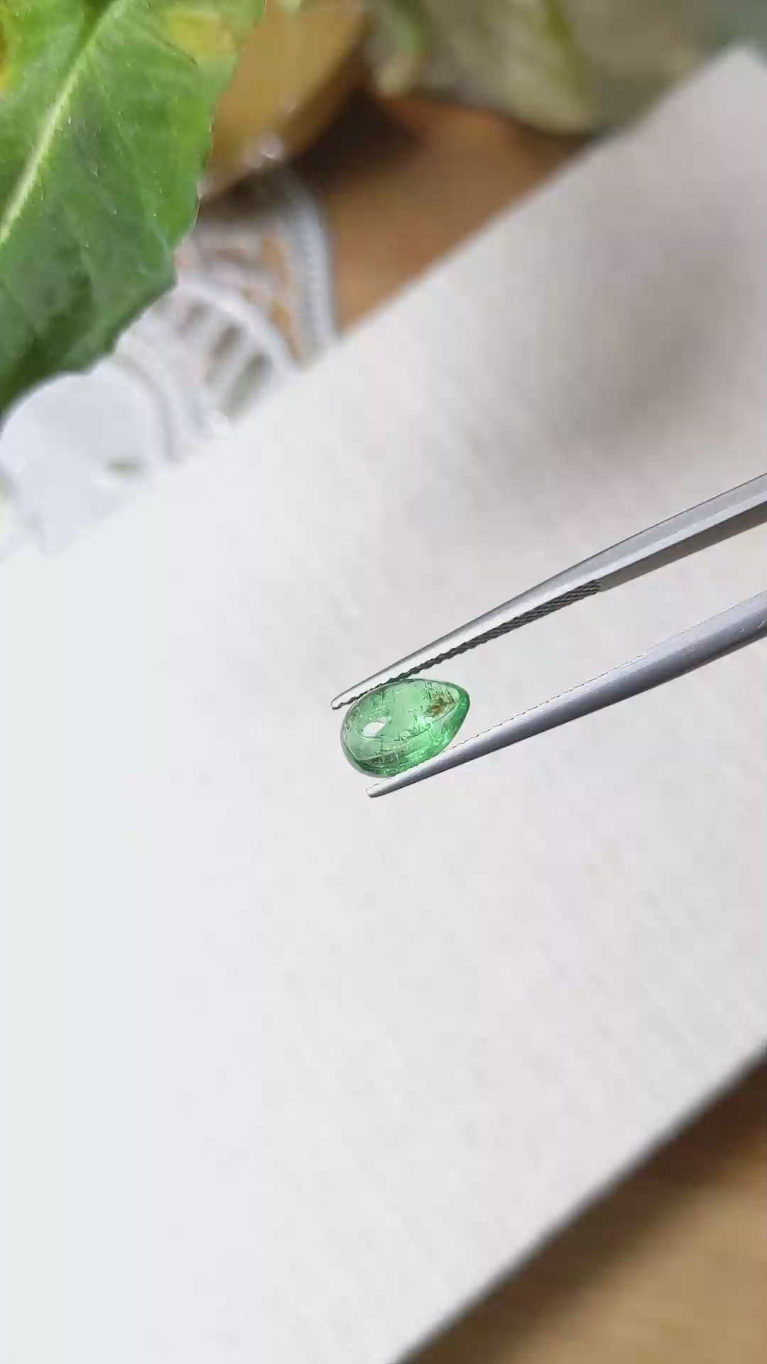 1.61 Ct. Cabochon Emerald from Zambia Size Video