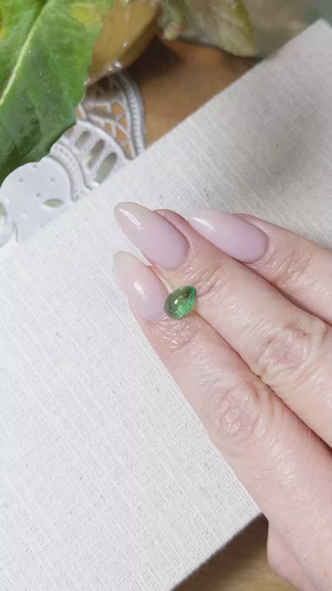 1.61 Ct. Cabochon Emerald from Zambia Size Video