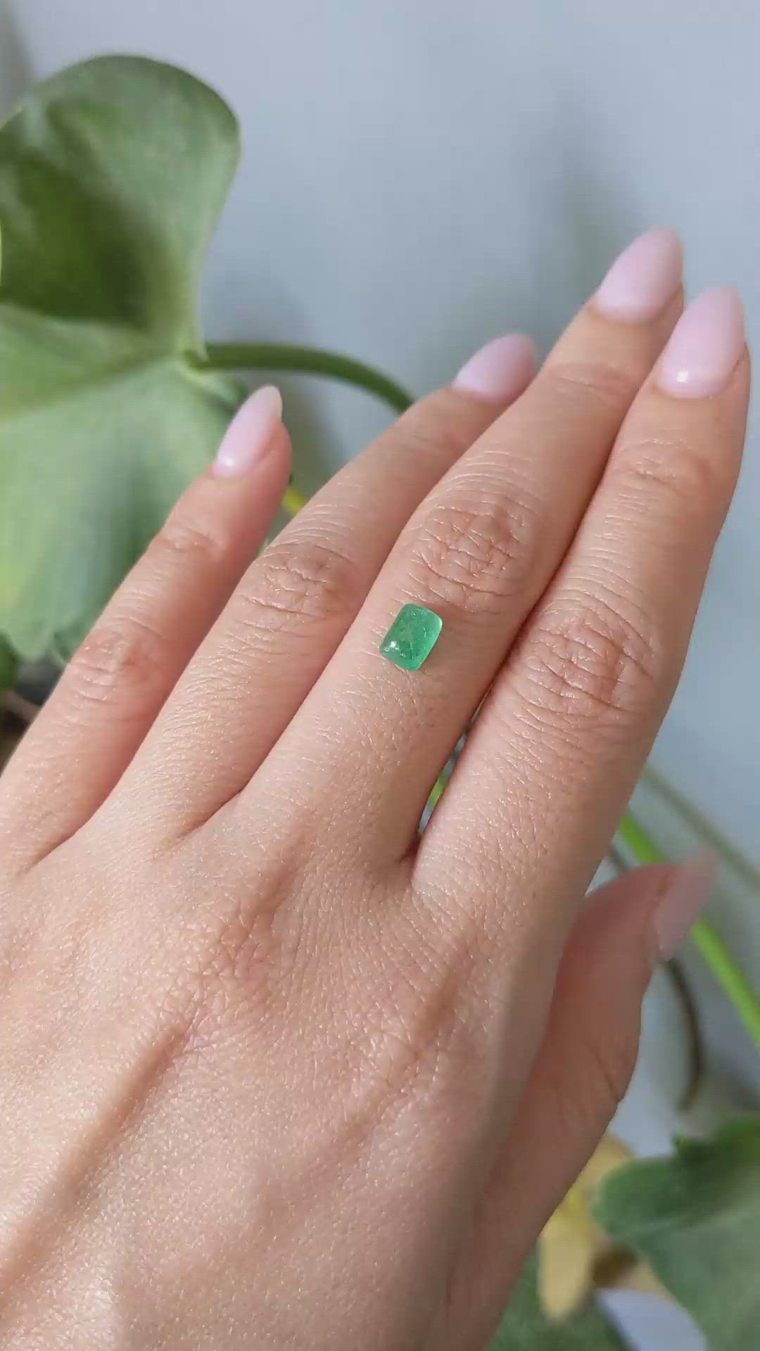 1.12 Ct. Cabochon Emerald from Zambia Size Video