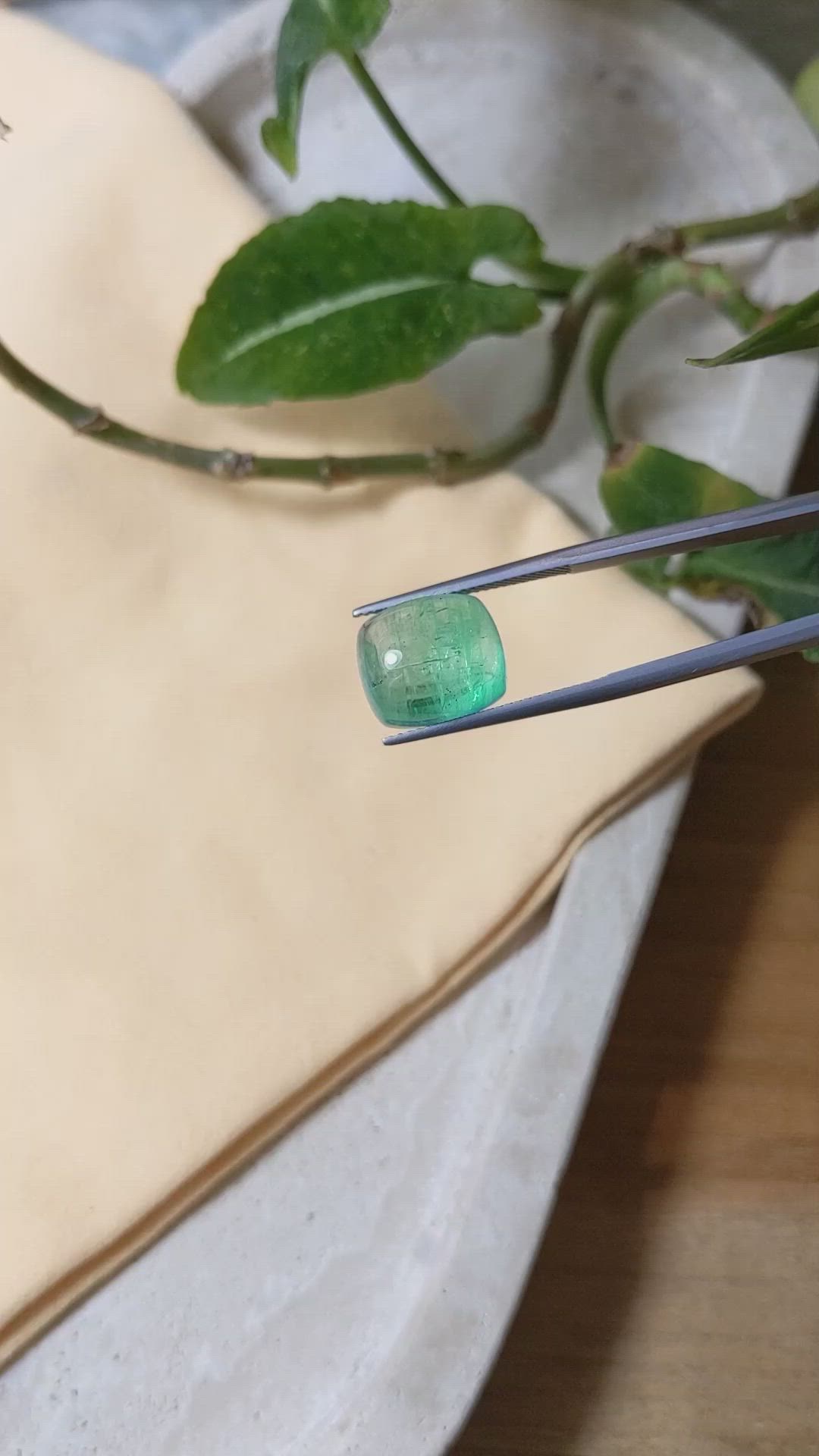 10.63 Ct. Cabochon Emerald from Russia Size Video