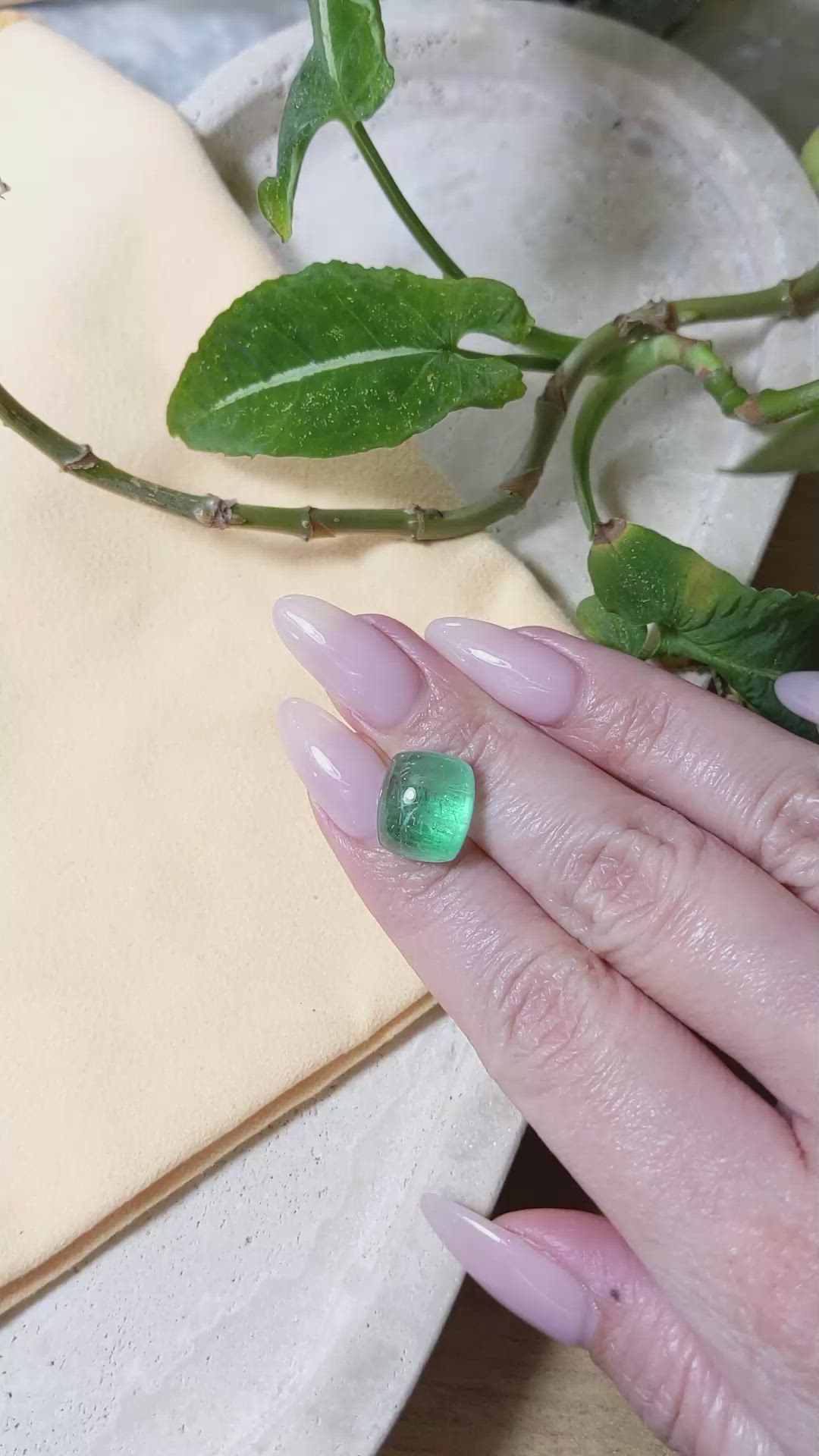 10.63 Ct. Cabochon Emerald from Russia Size Video