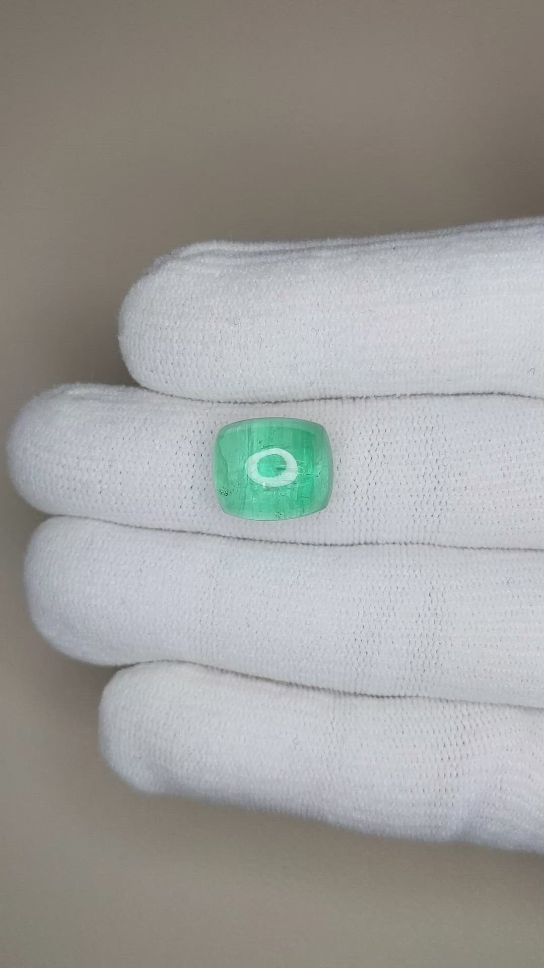 10.63 Ct. Cabochon Emerald from Russia Size Video
